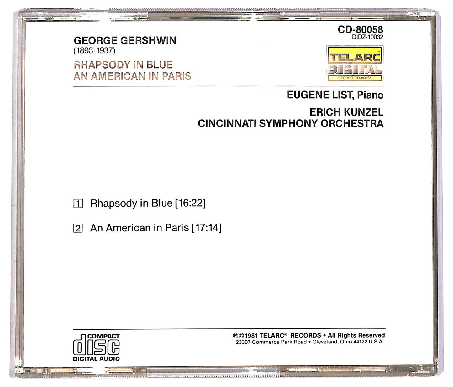 EBOND George Gershwin - Rhapsody In Blue An American In Paris CD CD089718