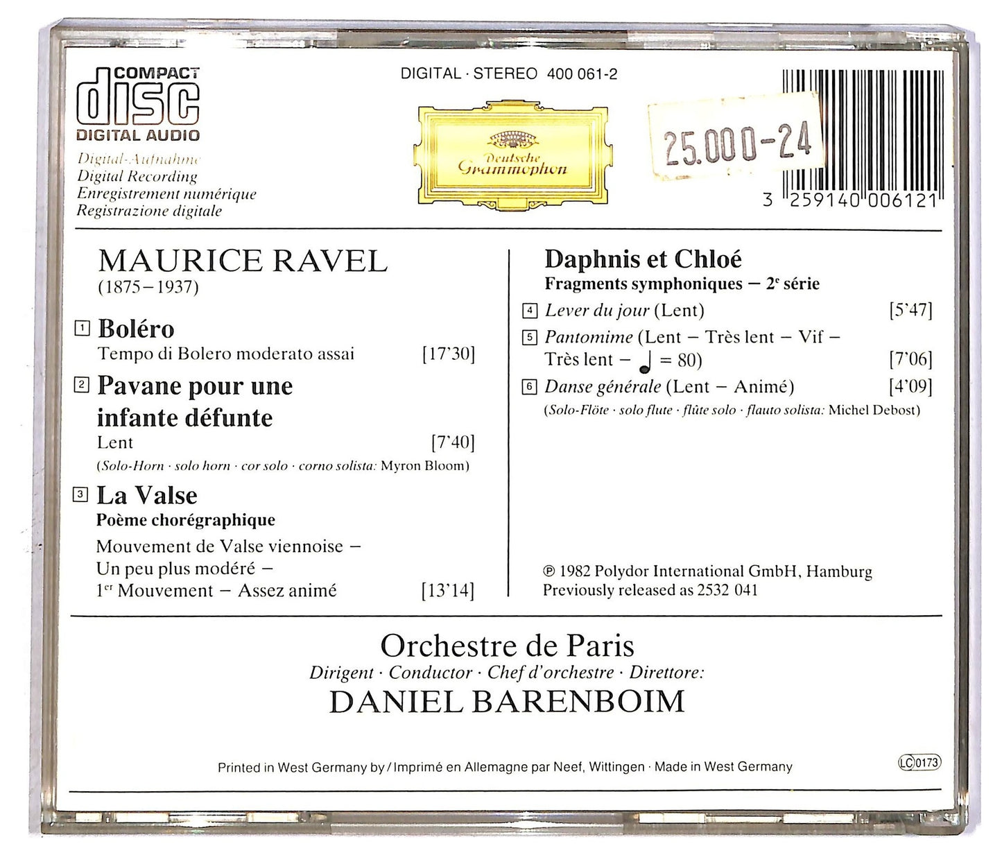 EBOND Ravel - Bolero La Valse Pavane Pour Une Infante Defunte CD CD089724