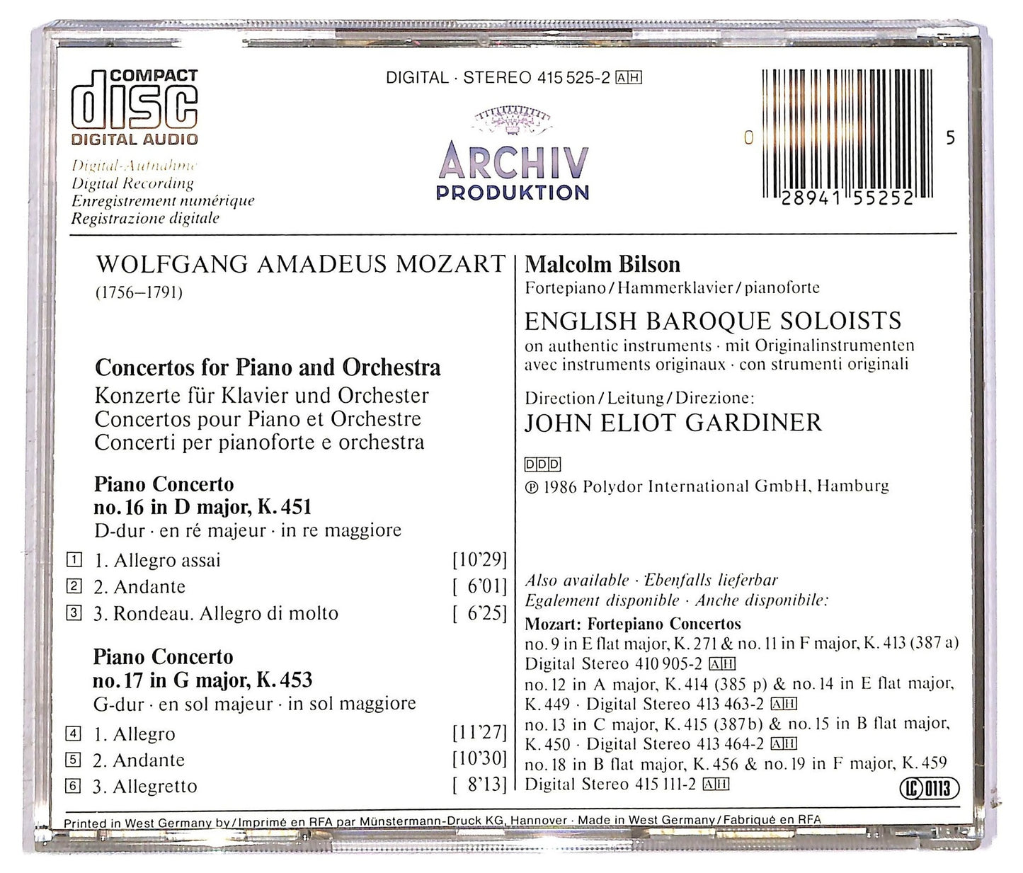 EBOND Mozart - Piano Concertos Nos. 16 & 17 CD CD089738