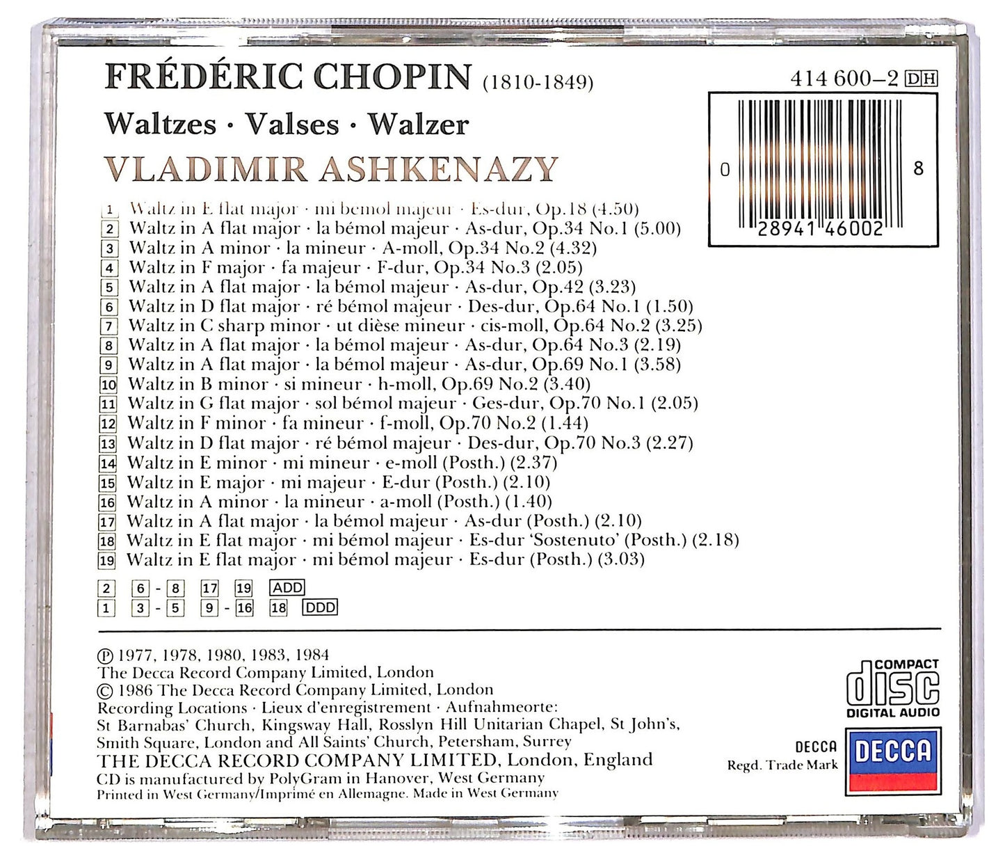 EBOND Chopin Vladimir Ashkenazy - Waltzes CD CD089755