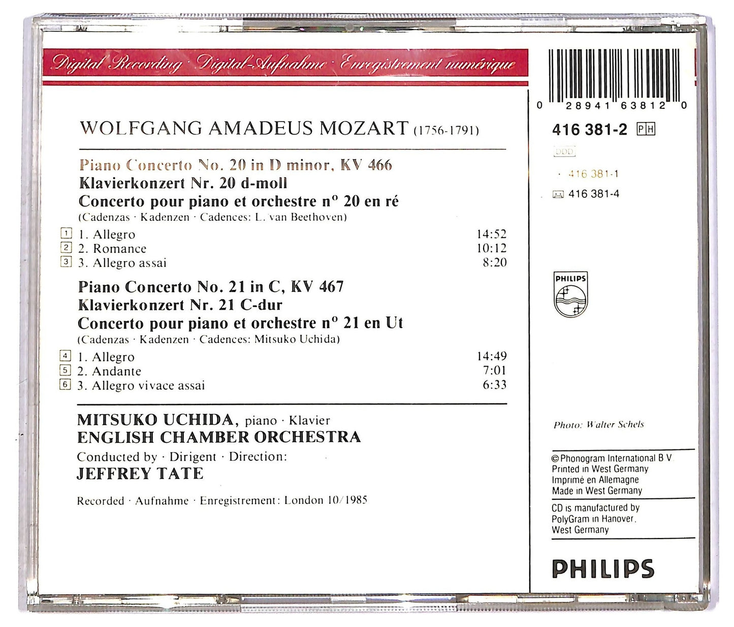 EBOND Mozart - Piano Concertos Klavierkonzerte No.20 KV 466 CD CD089813