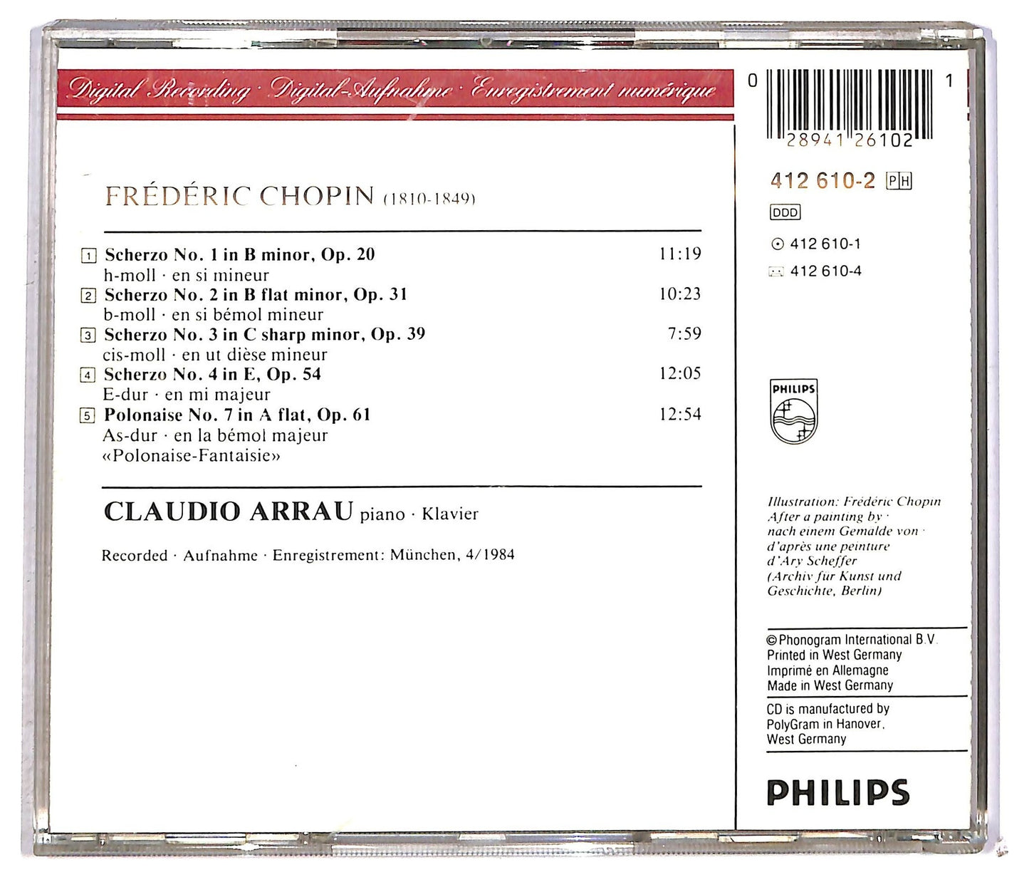 EBOND Chopin Claudio Arrau - 4 Scherzi - Polonaise- Fantaisie Op.61 CD CD089819