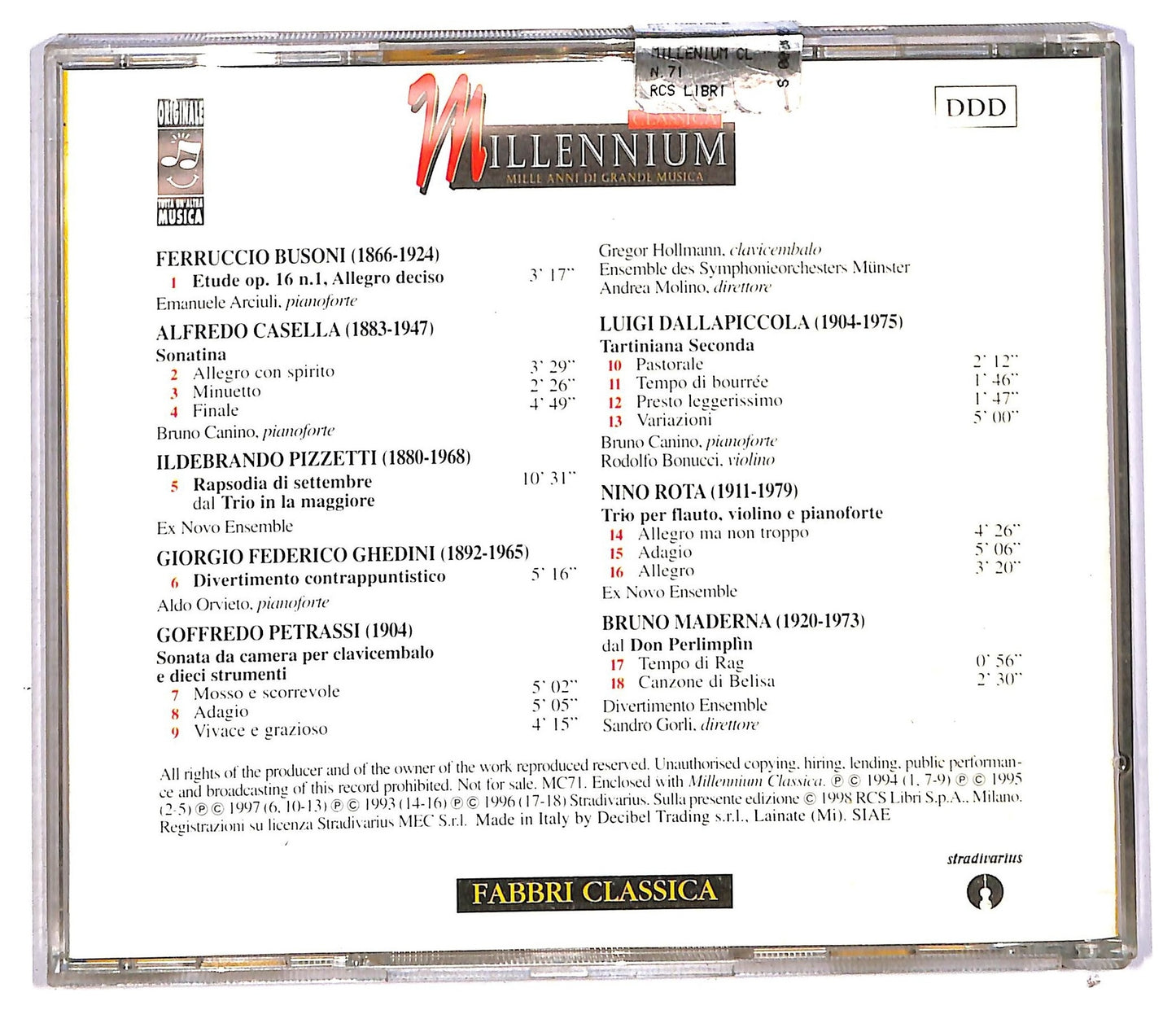 EBOND Various - Novecento Italiano CD CD089857