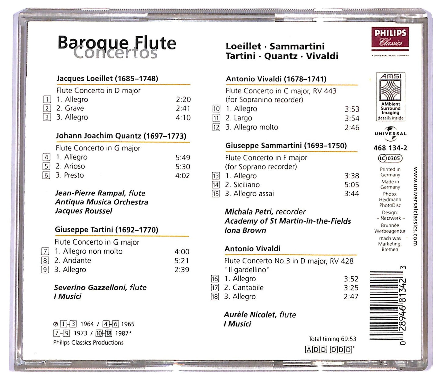 EBOND Loeillet Sammartini - Baroque Flute Concertos CD CD089929