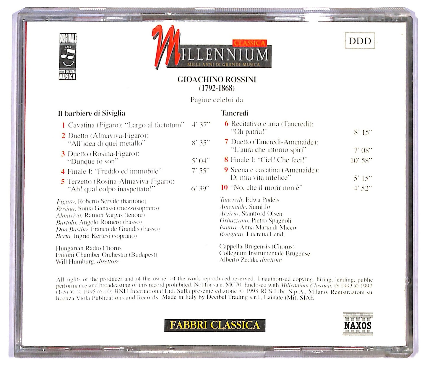 EBOND Rossini - Pagine Celebri Da Il Barbiere Di Siviglia Tancredi CD CD089938