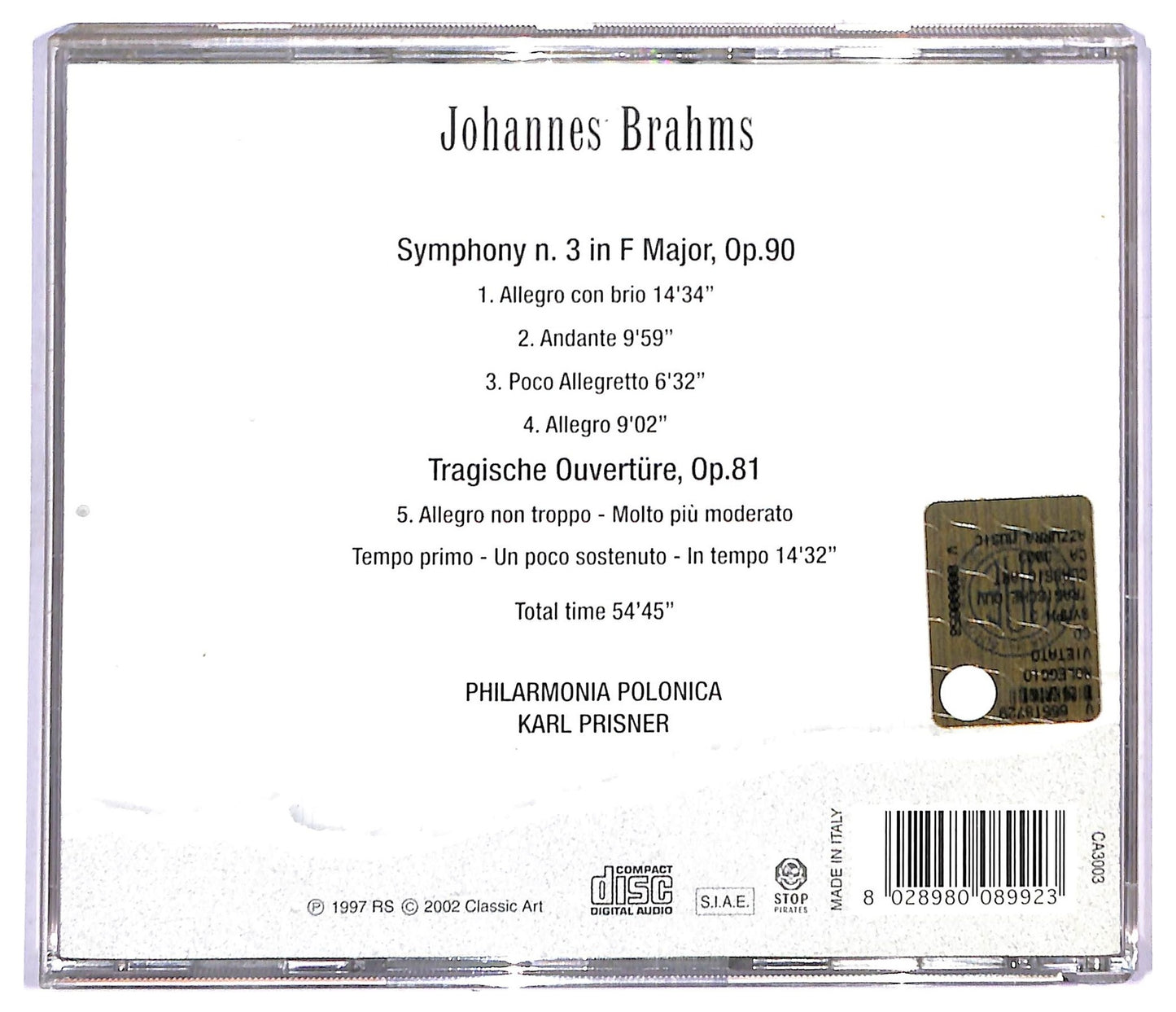EBOND Brahms - Symphony n. 3 in F major, op.90 CD CD089939