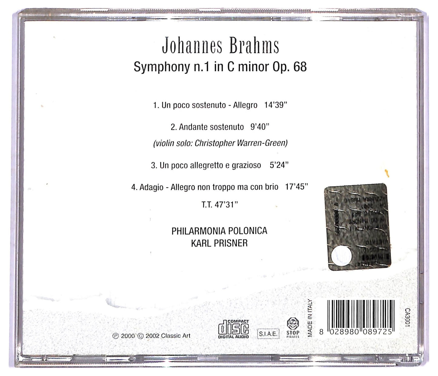 EBOND Brahms - Symphony n.1 in c minor op.68 CD CD089940