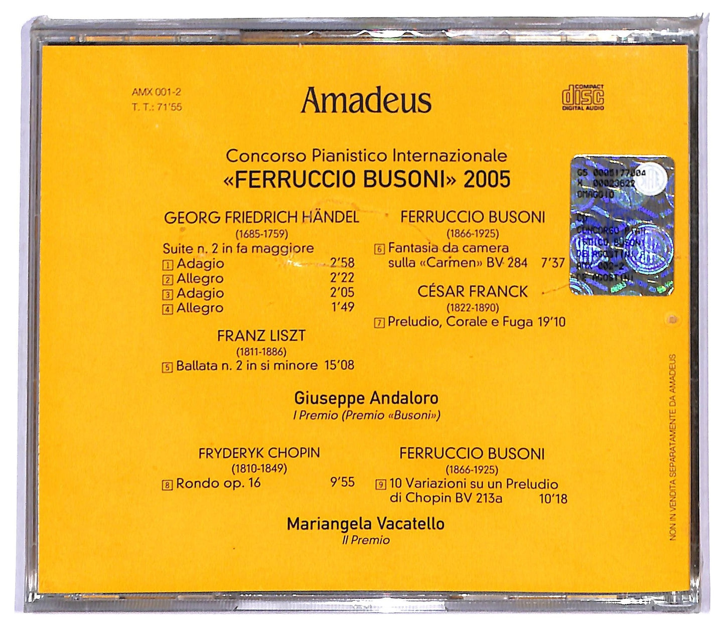 EBOND Giuseppe Andaloro - Concorso Pianistico Internazionale Ferruccio Busoni 2005 CD CD090044