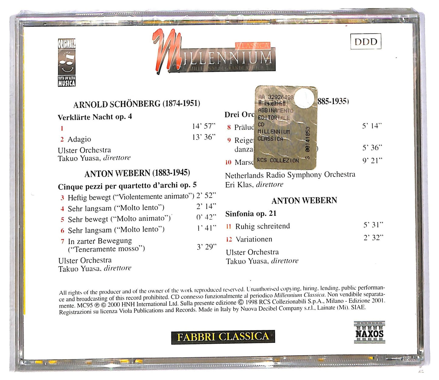 EBOND Schonberg Webern Berg - Verklarte Nacht Op.4 CD CD090307