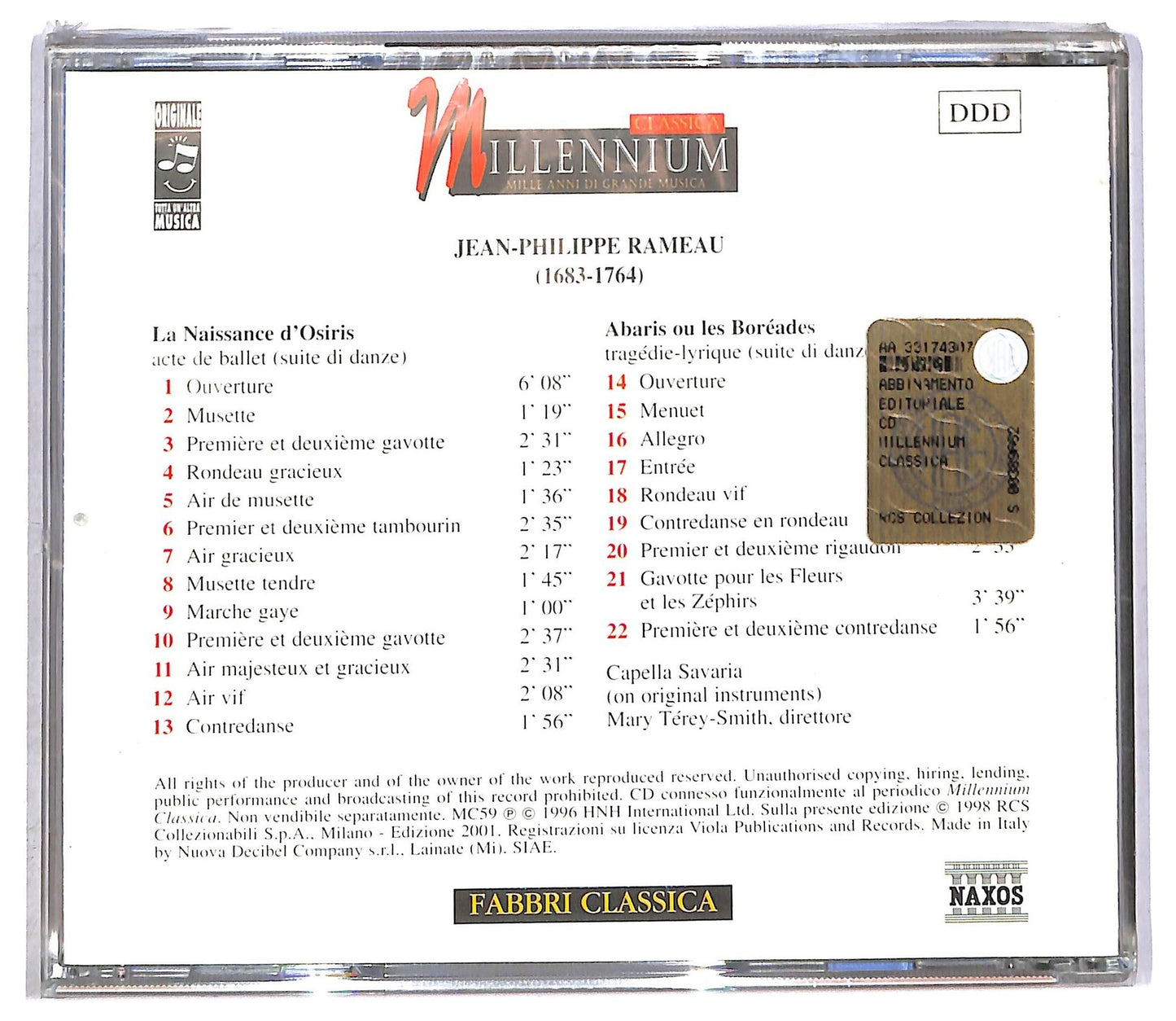 EBOND Rameau - Suites da La Naissance d'Osiris CD CD090309