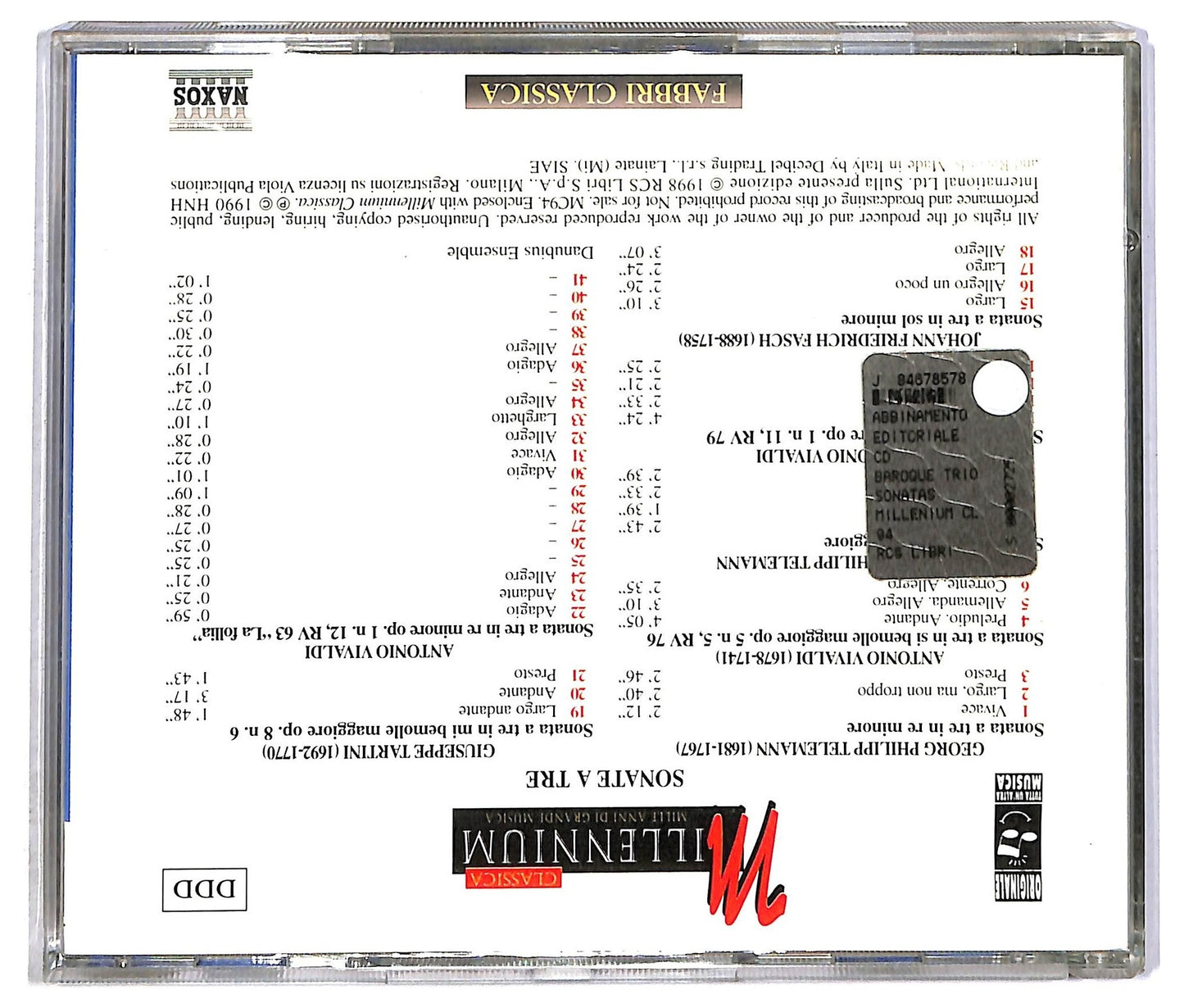 EBOND Telemann Vivaldi Fasch Tartini - Sonate a tre CD CD090314