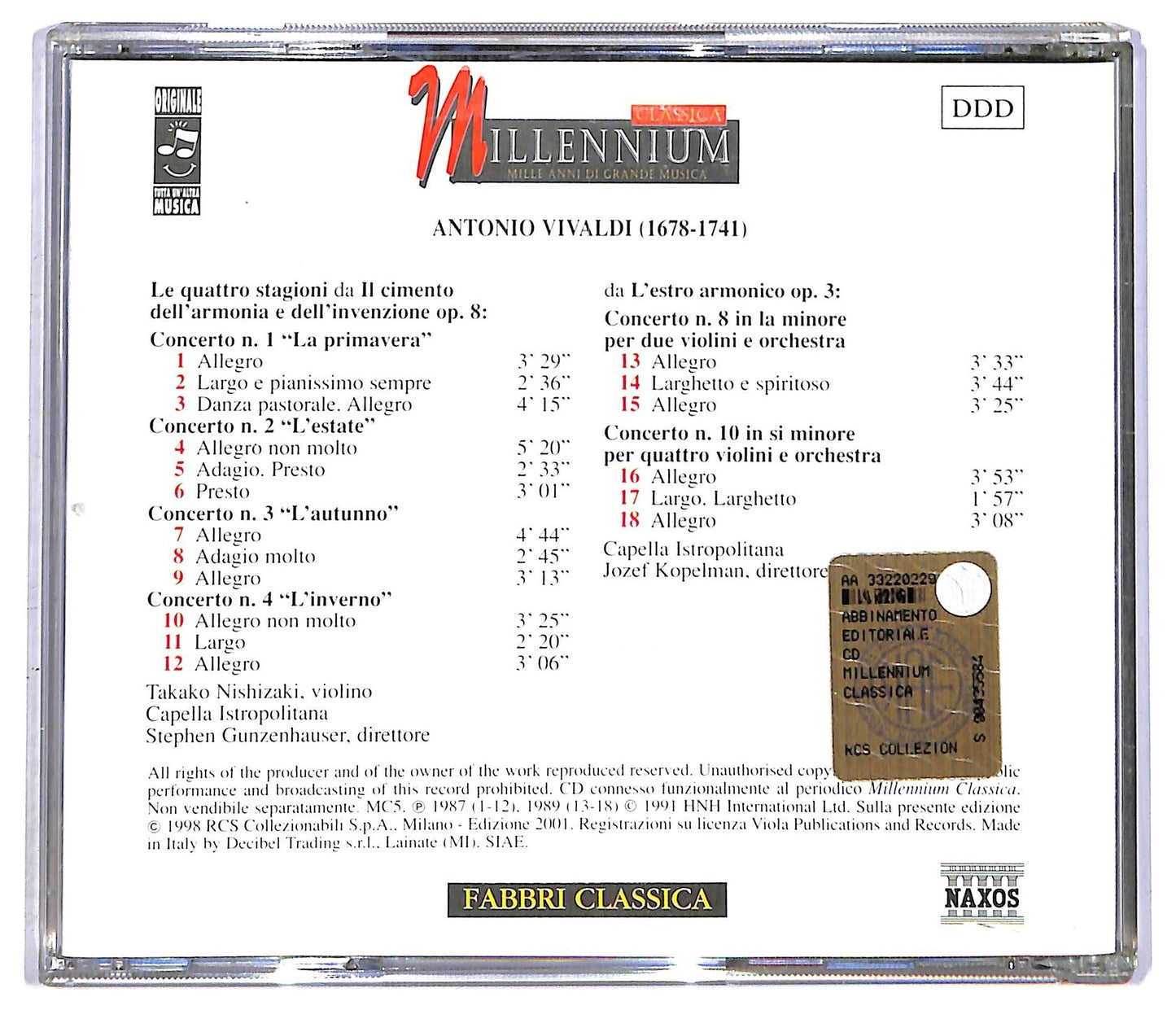 EBOND Vivaldi -Le Quattro Stagioni Concerti Op. 3 N. 8 E N. 10 CD CD090319