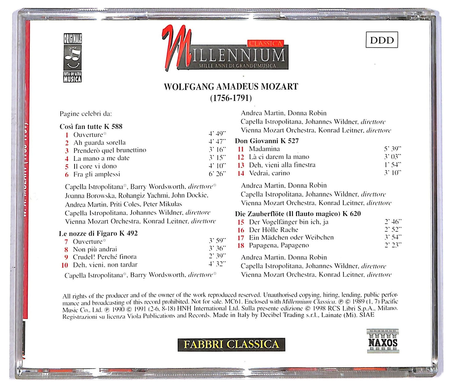 EBOND Mozart - Pagine Celebri Da: Cosi Fan Tutte CD CD090326