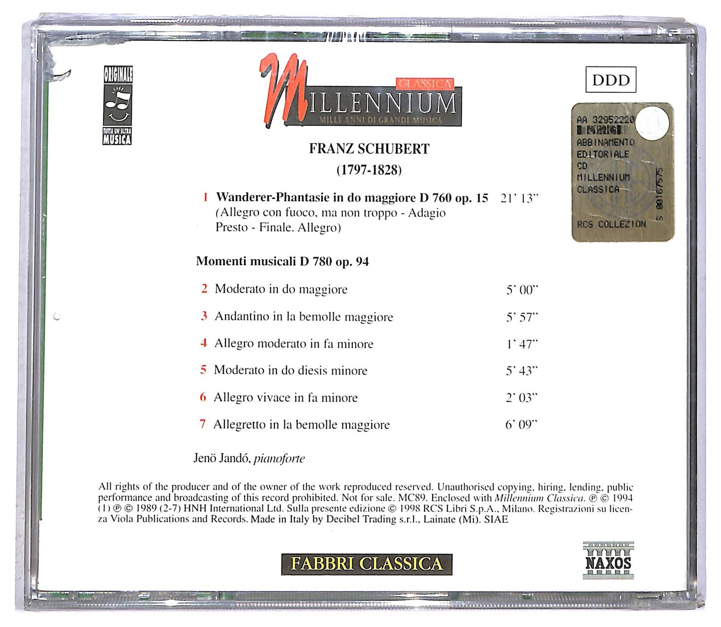 EBOND Schubert - Wanderer-Phantasie In Do Maggiore D 760 Op. 15 CD CD090339