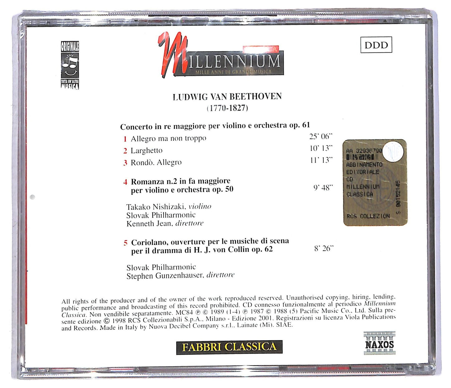EBOND Beethoven - Concerto In Re Maggiore Per Violino E Orchestra Op. 61 CD CD090353