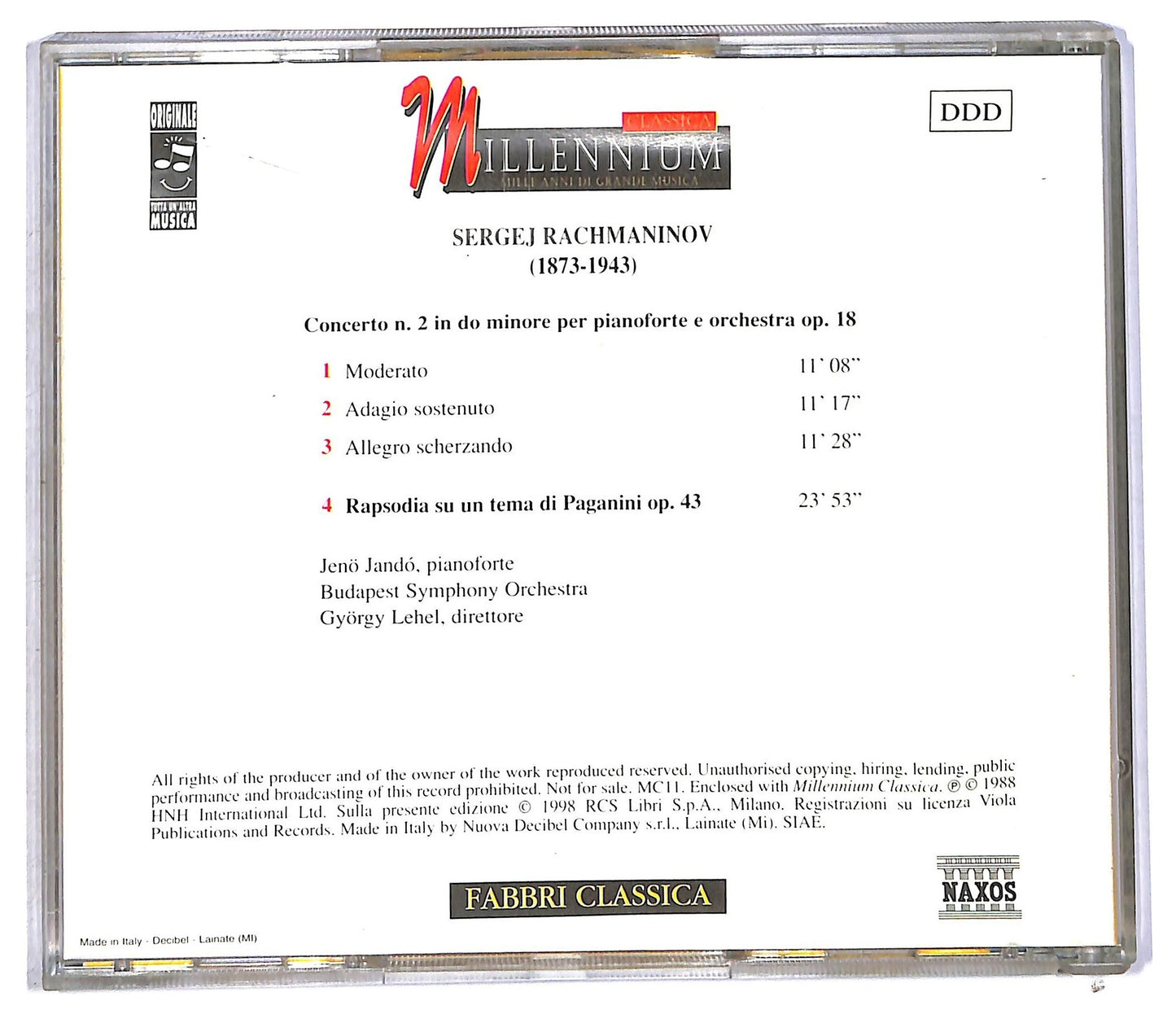 EBOND Rachmaninov - Concerto N.2 In Do Minore Per Pianoforte E Orchestra Op.18 CD CD090405