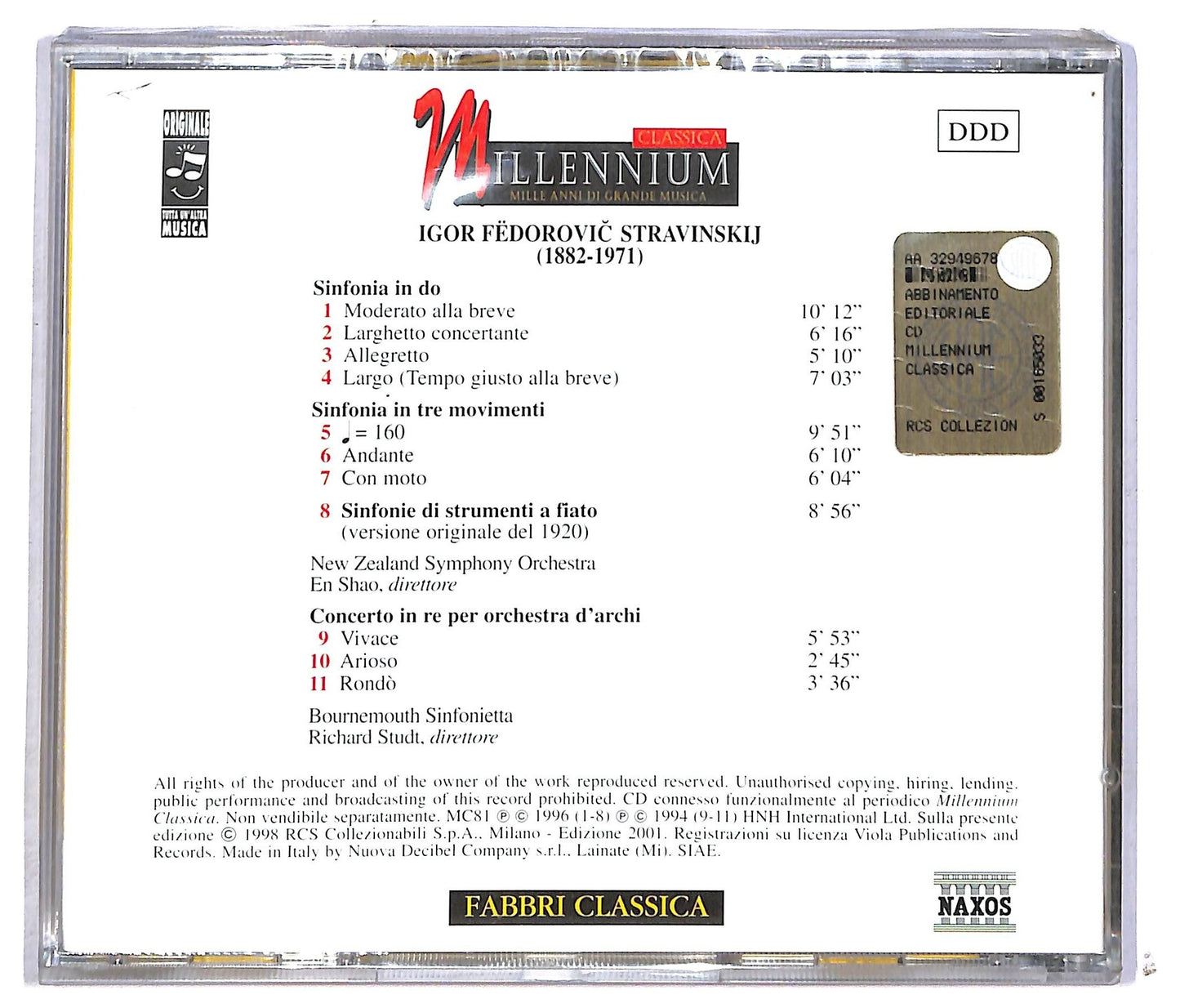 EBOND Stravinskij - Sinfonia In Do Sinfonia In Tre Movimenti CD CD090412