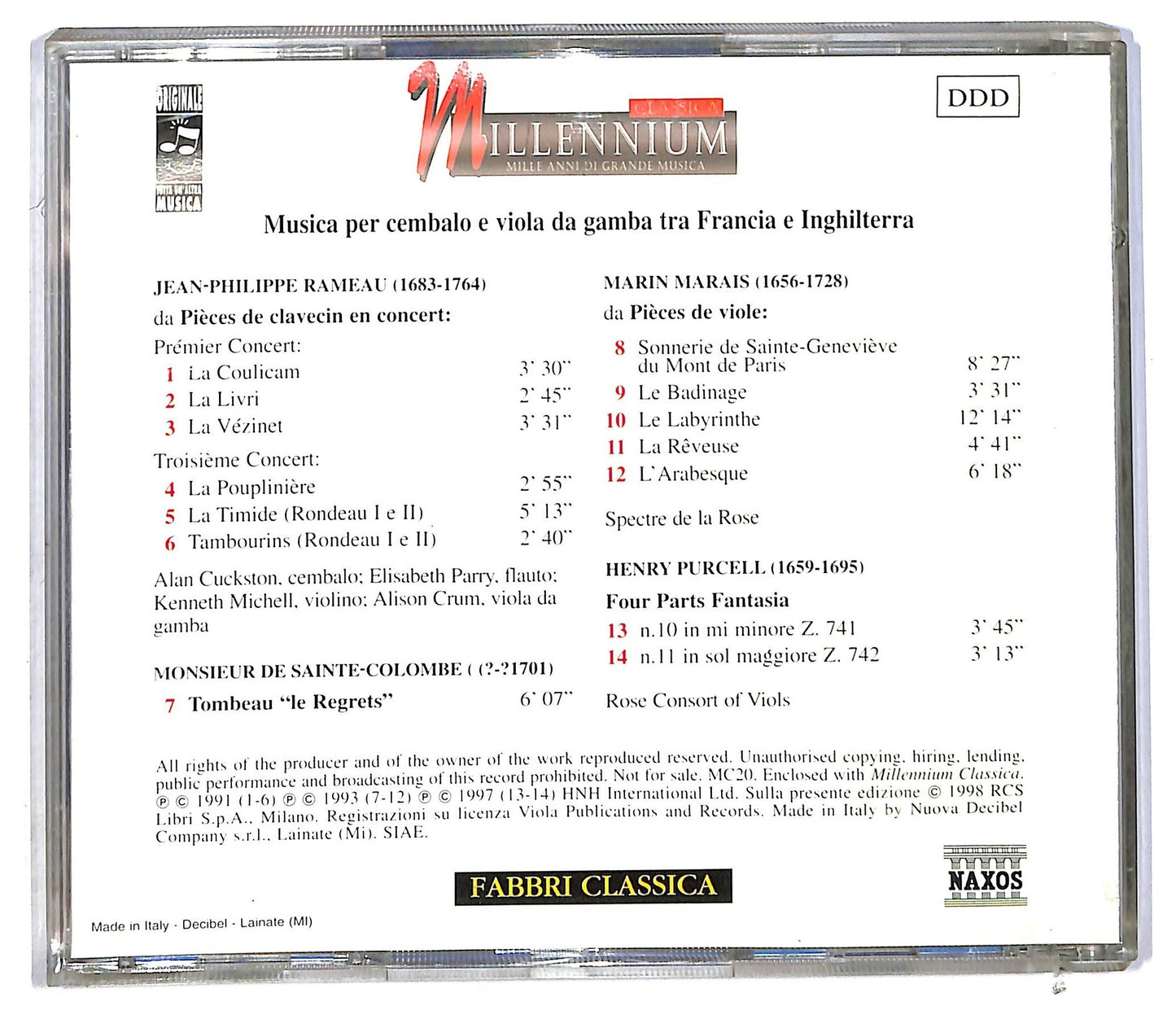 EBOND Rameau Sainte-Colombe - Pieces De Clavecin En Concert CD CD090457