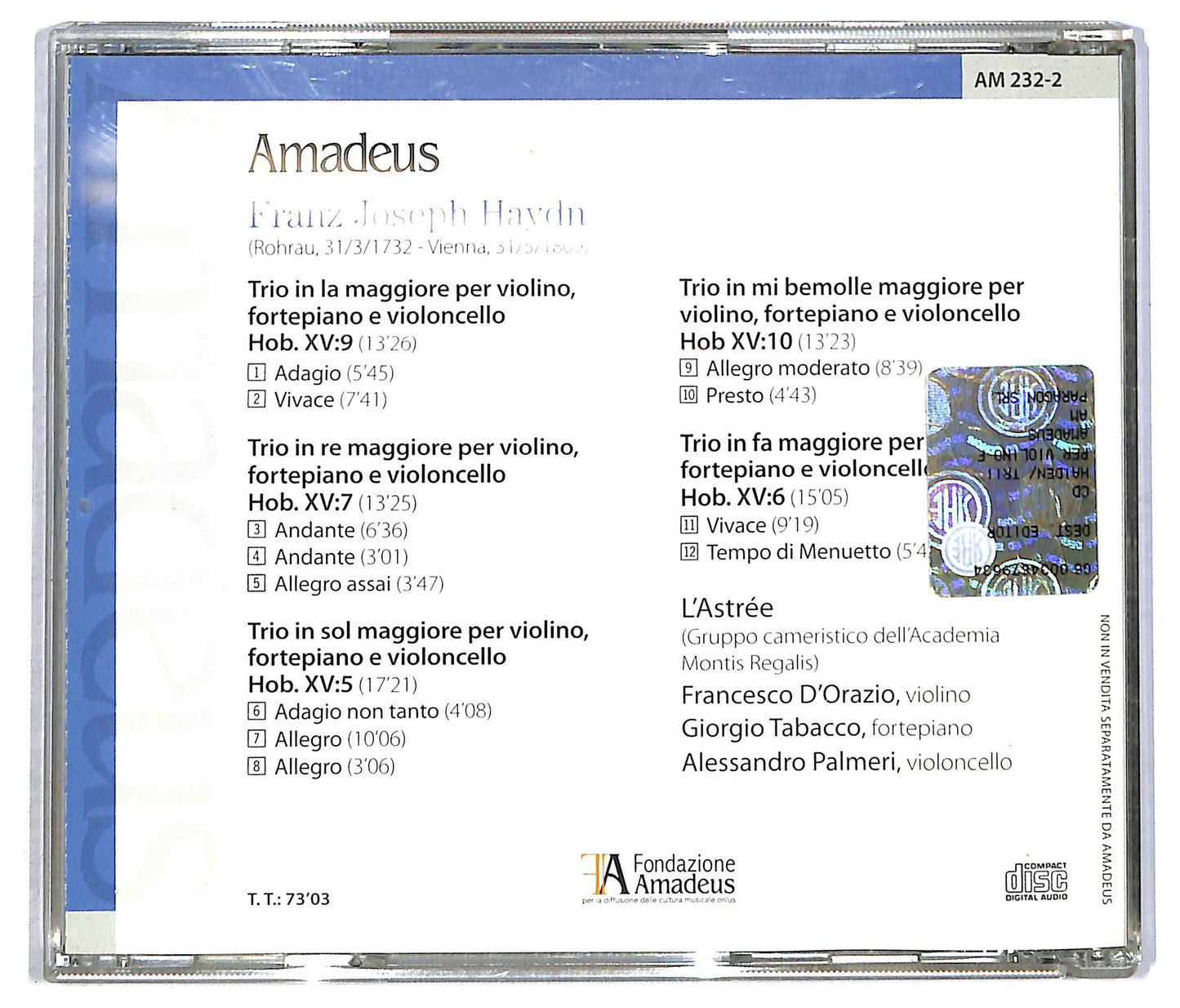 EBOND Haydn -Trii Per Violino Fortepiano E Violoncello CD CD090521