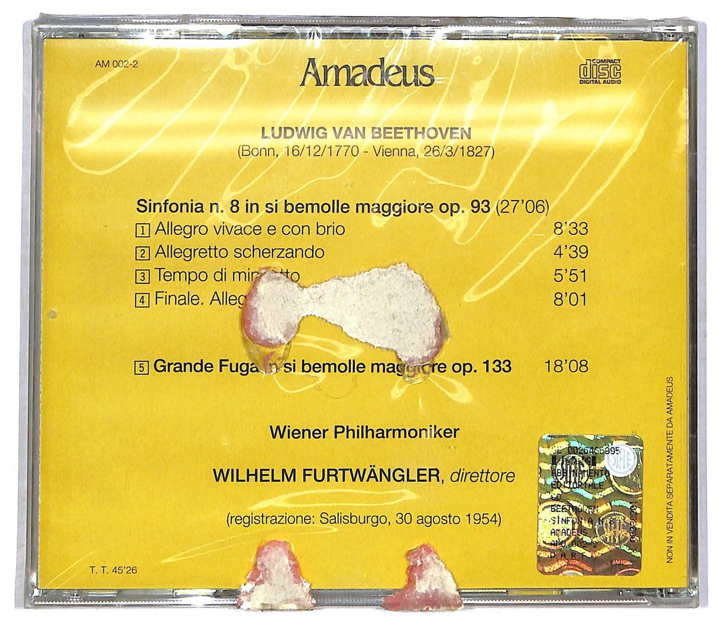 EBOND Wilhelm Furtwangler - Sinfonia N. 8 In Fa Maggiore Op. 93 CD CD090537