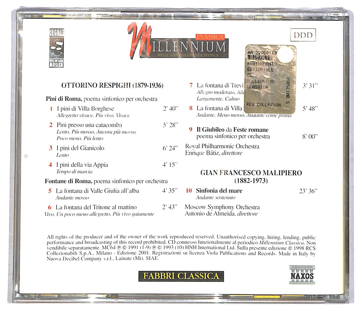 EBOND Respighi Malipiero - Pini Di Roma Fontane Di Roma CD CD090619