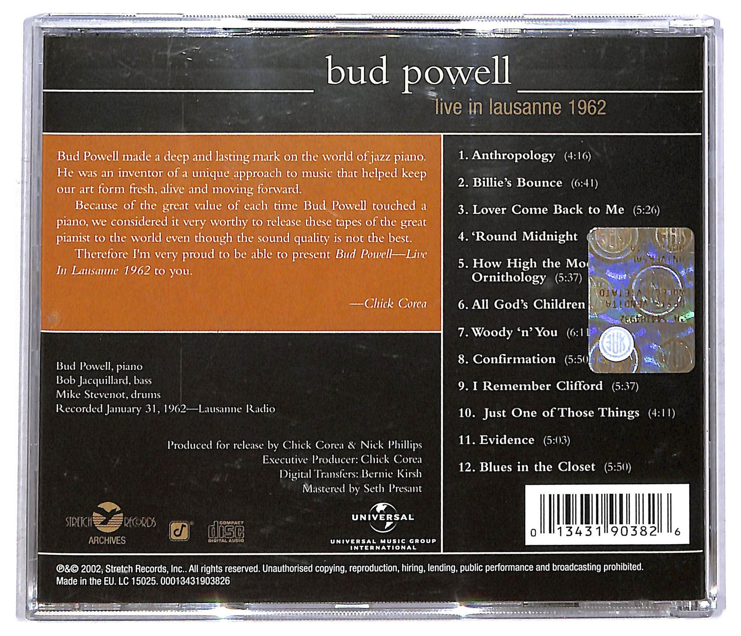 EBOND Bud Powell - Live In Lausanne 1962 CD CD090702