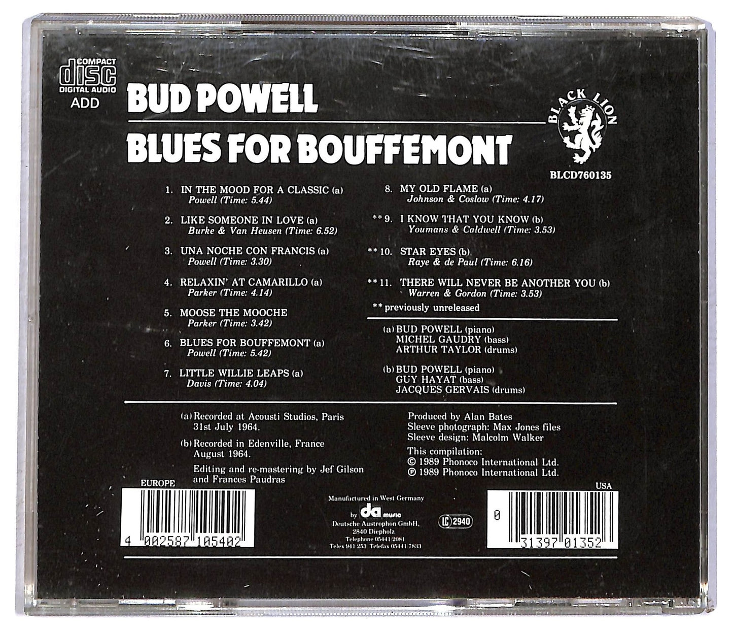 EBOND Bud Powell - Blues For Bouffemont CD CD090719