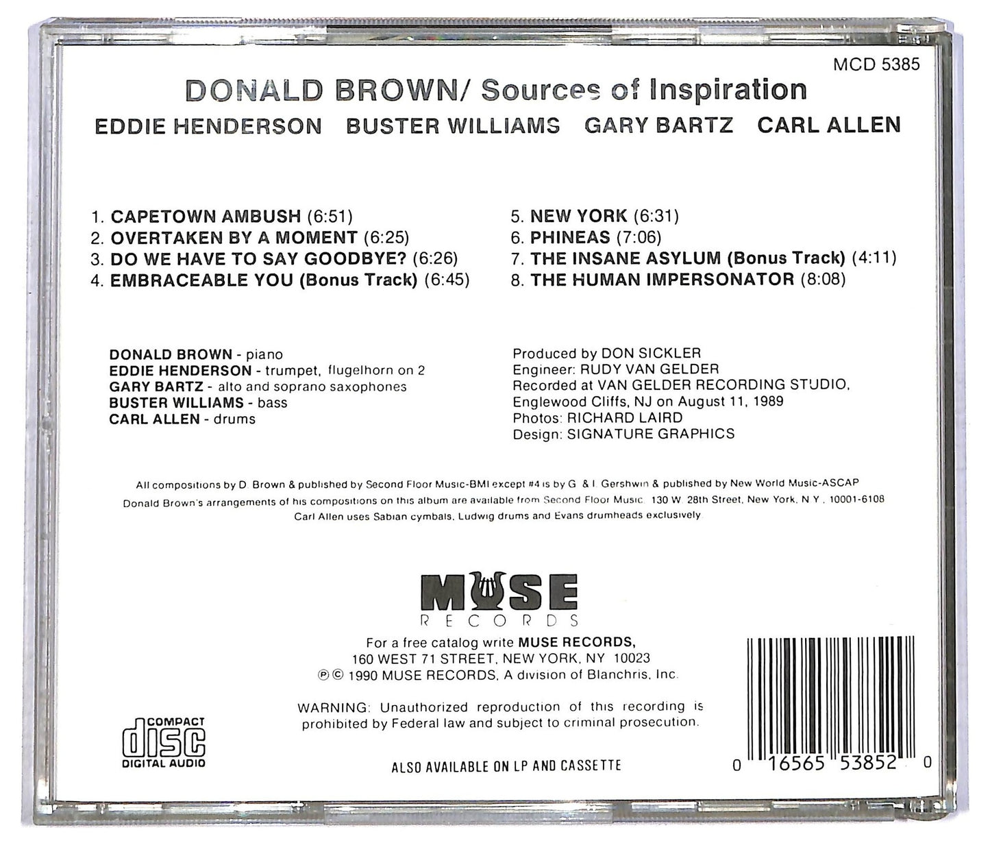 EBOND Donald Brown - Sources Of Inspiration CD CD090722
