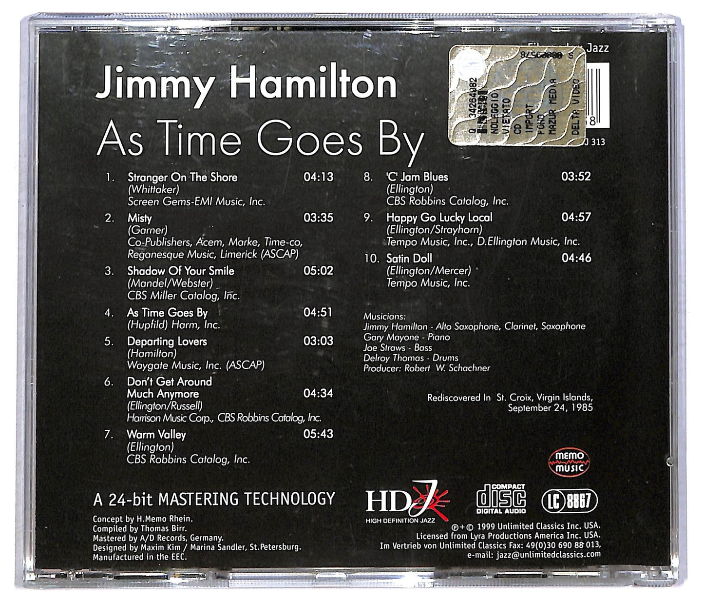 EBOND Jimmy Hamilton - As Time Goes By CD CD090736