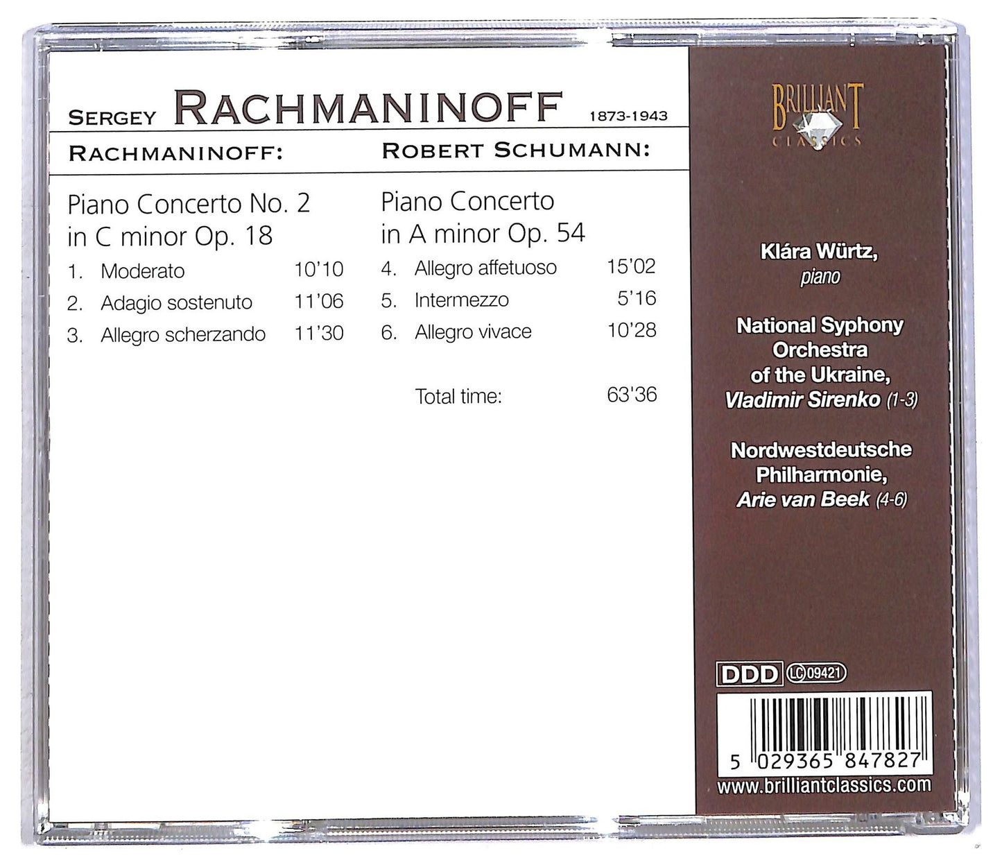 EBOND Rachmaninoff Schumann Wurtz - Piano Concerto No.2 - Piano Concerto CD CD090741