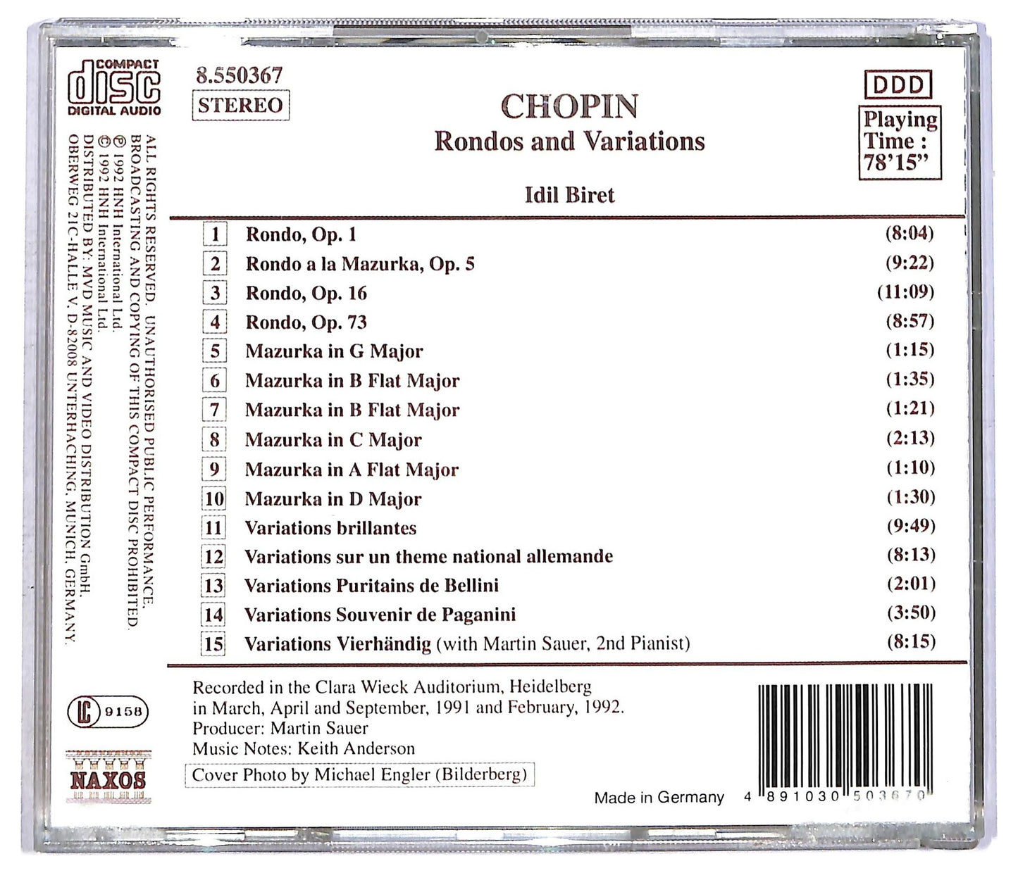 EBOND Chopin Idil Biret - Rondos And Variations CD CD090748