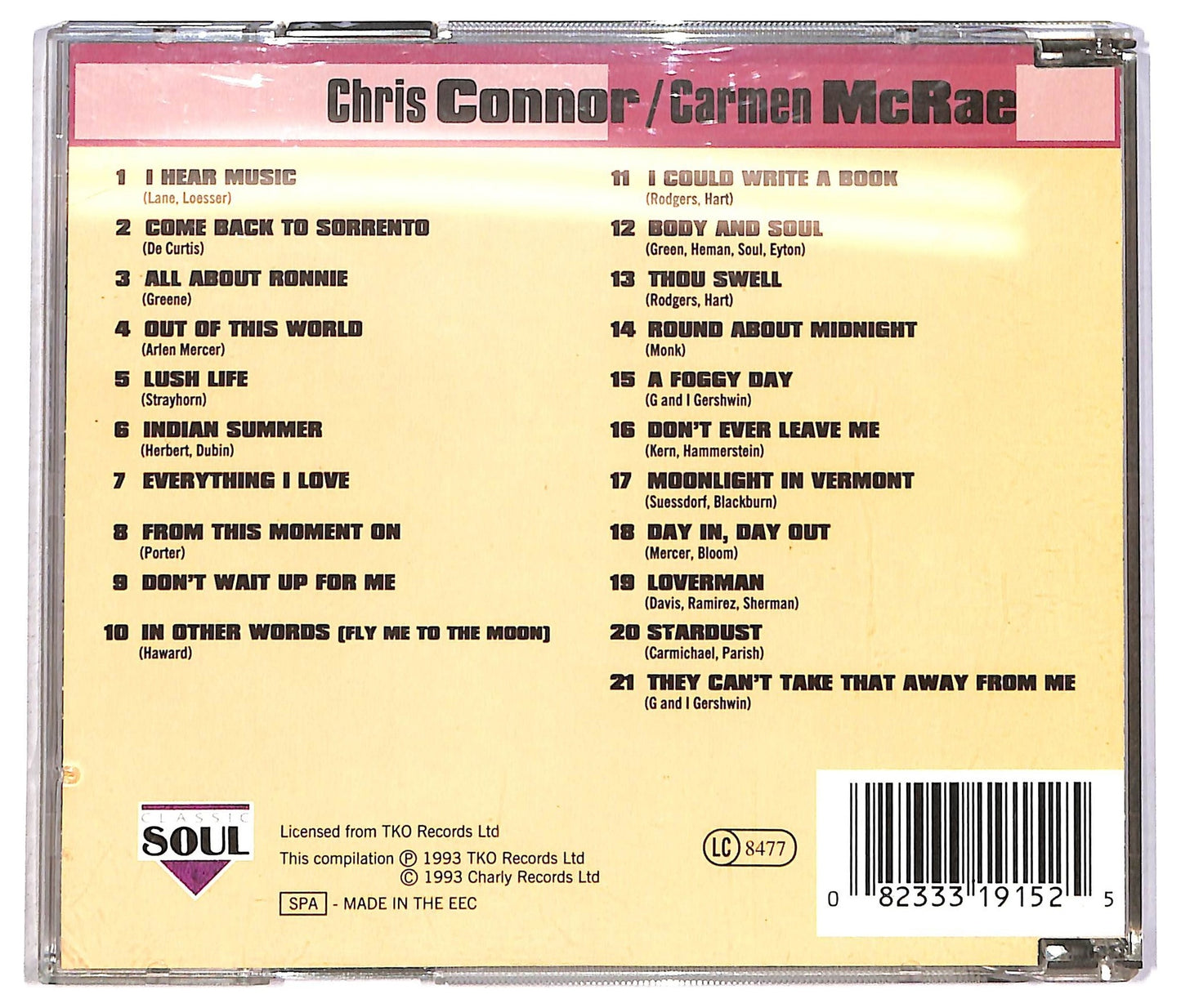 EBOND Chris Connor Carmen McRae - Out Of This World CD CD090759