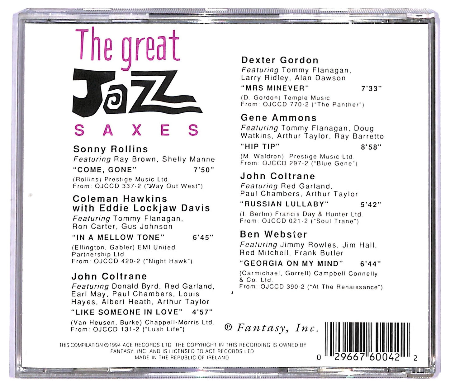 EBOND Various - The Great Jazz Saxes CD CD090820
