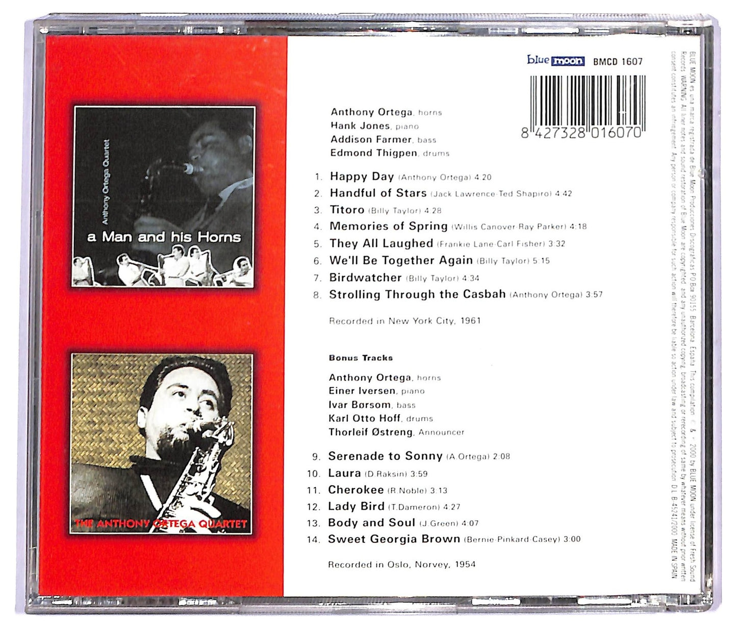 EBOND Anthony Ortega Quartet - A Man And His Horns CD CD090842