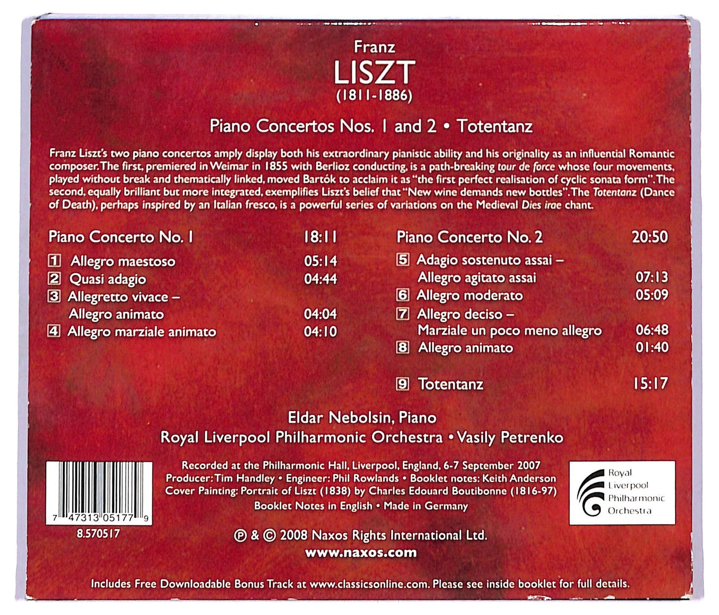 EBOND Liszt - Piano Concertos Nos. 1 And 2 Totentanz CD CD091028