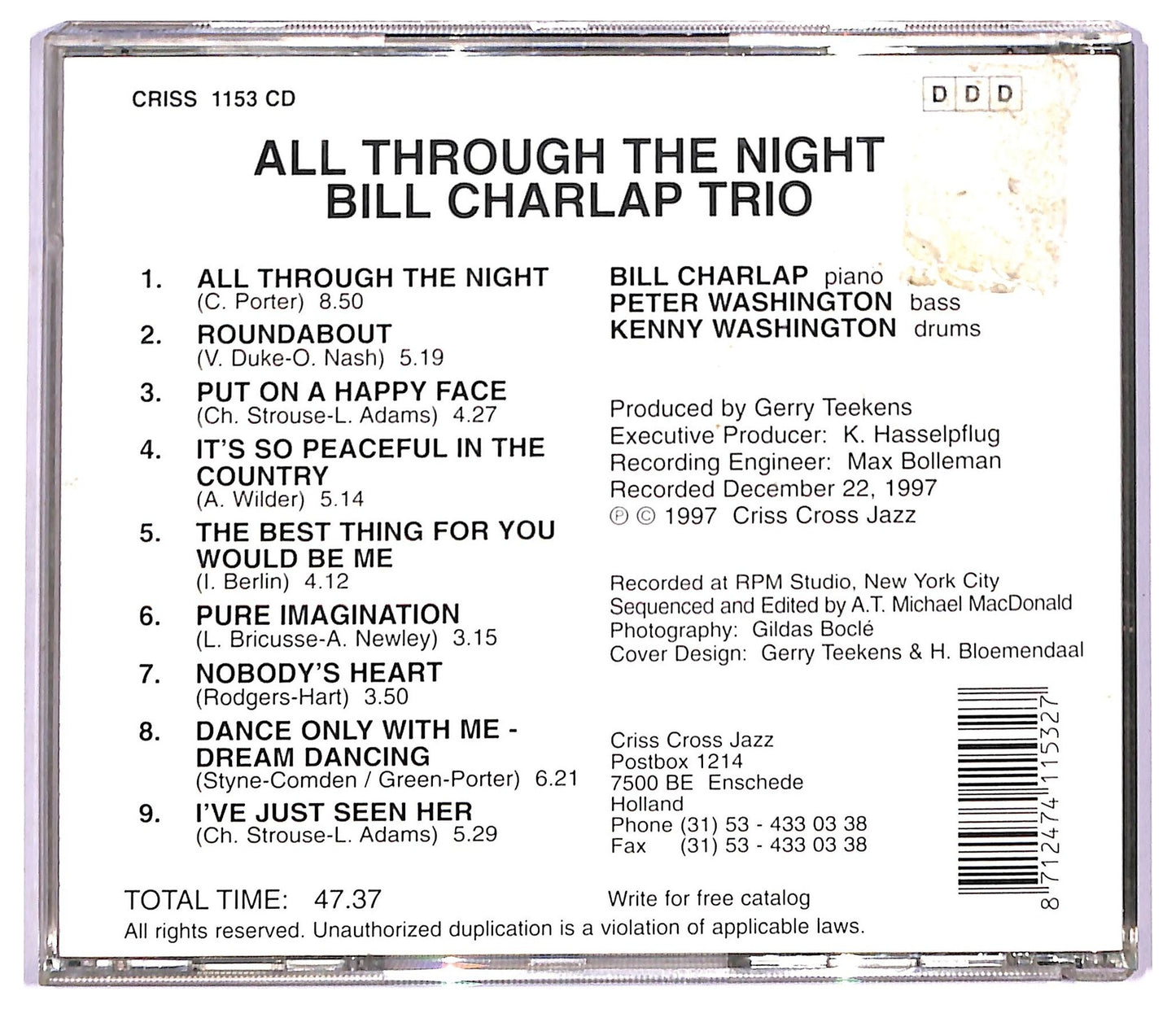 EBOND Bill Charlap Trio - All Through The Night CD CD091230