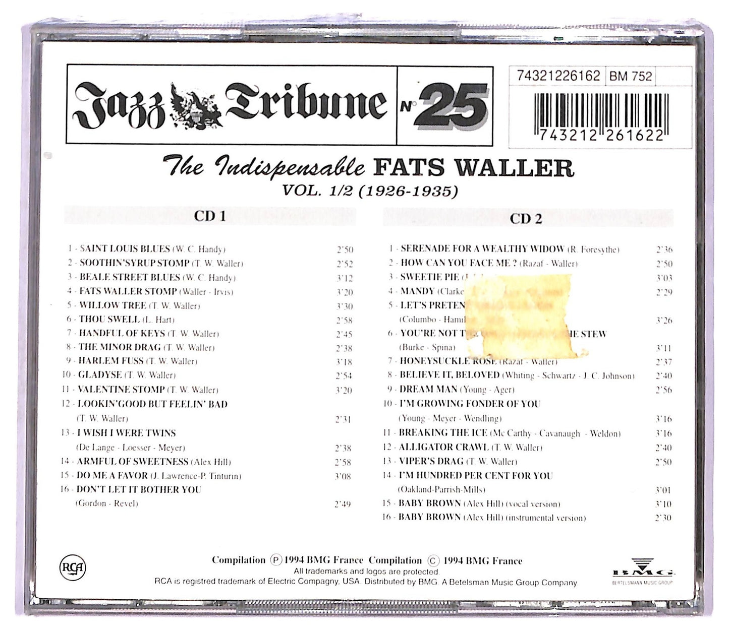 EBOND Fats Waller - The Indispensable Fats Waller - Volumes 1/2 CD CD091321