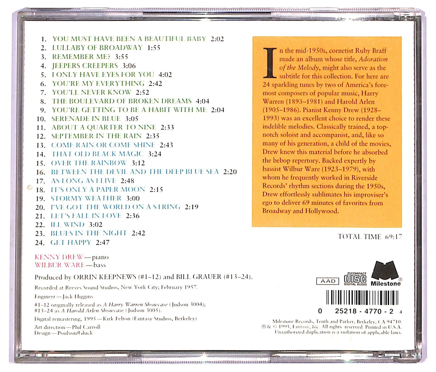 EBOND Kenny Drew - Plays The Music Of Harry Warren And Harold Arlen CD CD091332