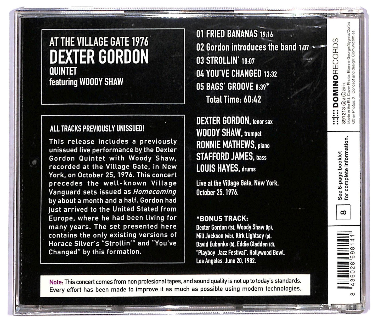 EBOND Dexter Gordon Quintet - At The Village Gate 1976 CD CD091358