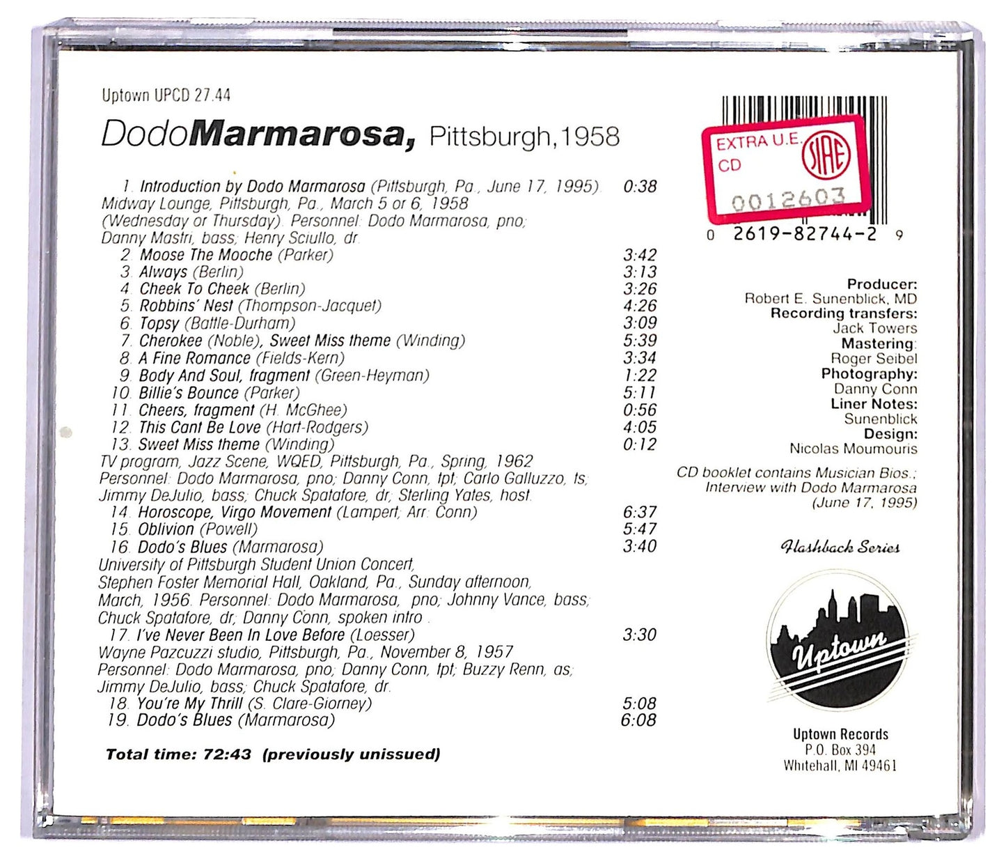 EBOND Dodo Marmarosa - Pittsburgh, 1958 CD CD091365