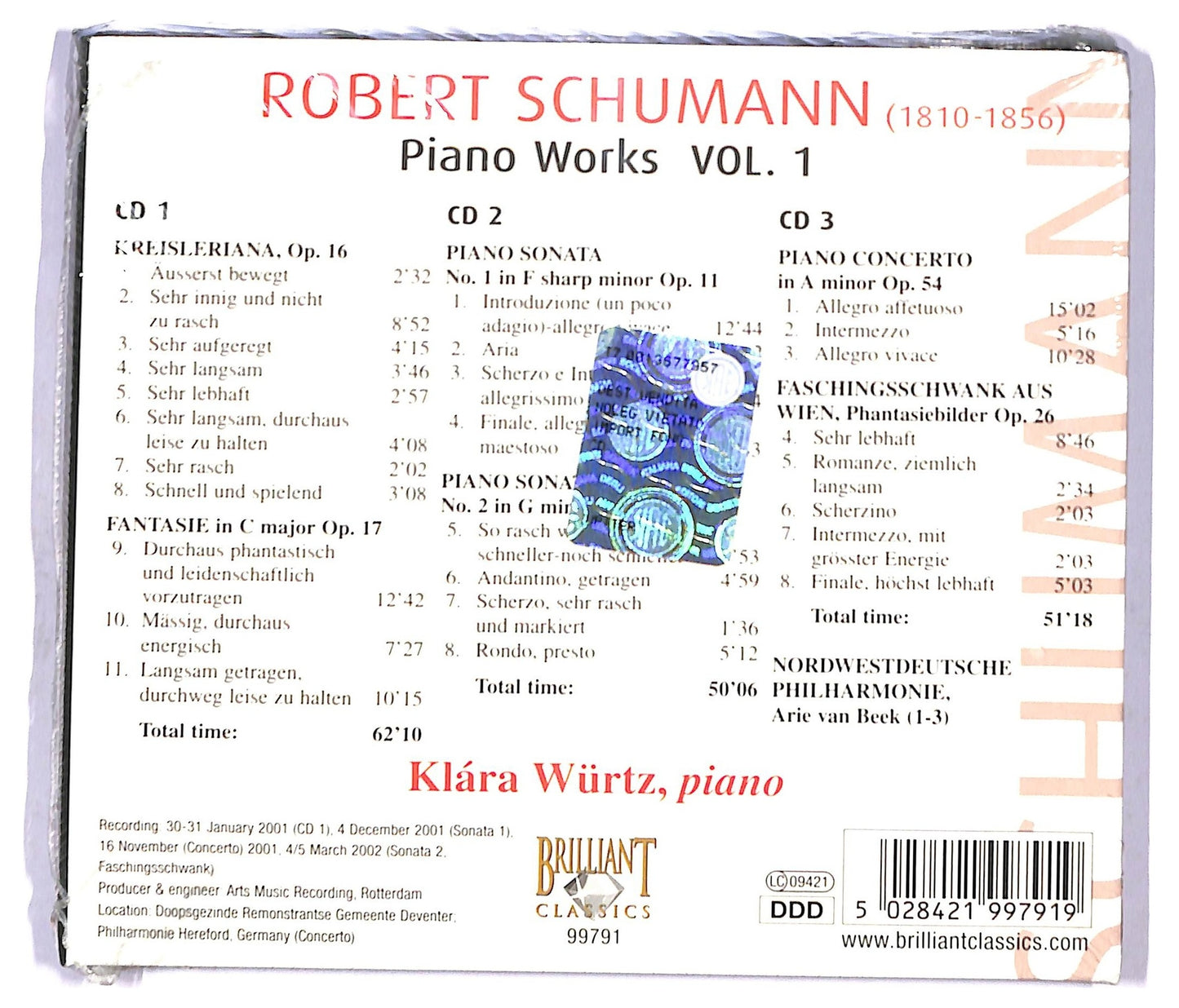 EBOND Schumann Klara Wurtz - Piano Works Vol. 1 CD CD091414