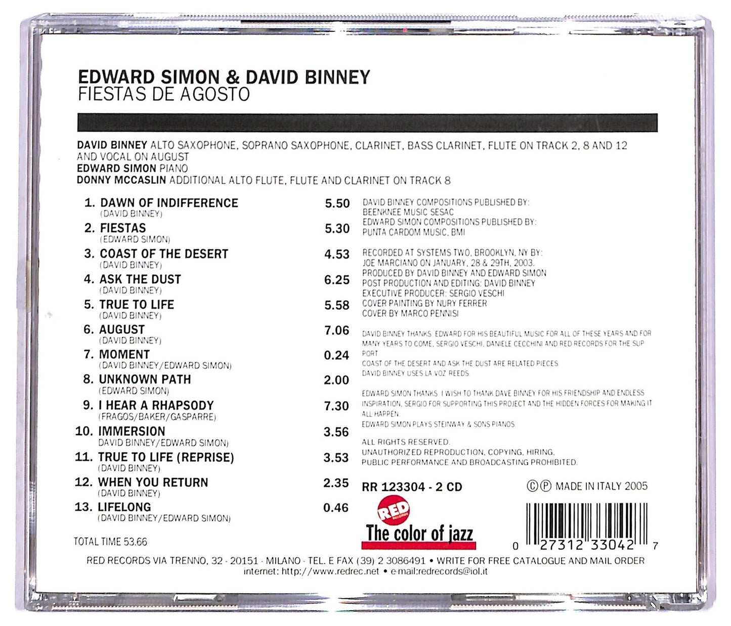 EBOND Edward Simon & David Binney - Fiestas De Agosto CD CD091415