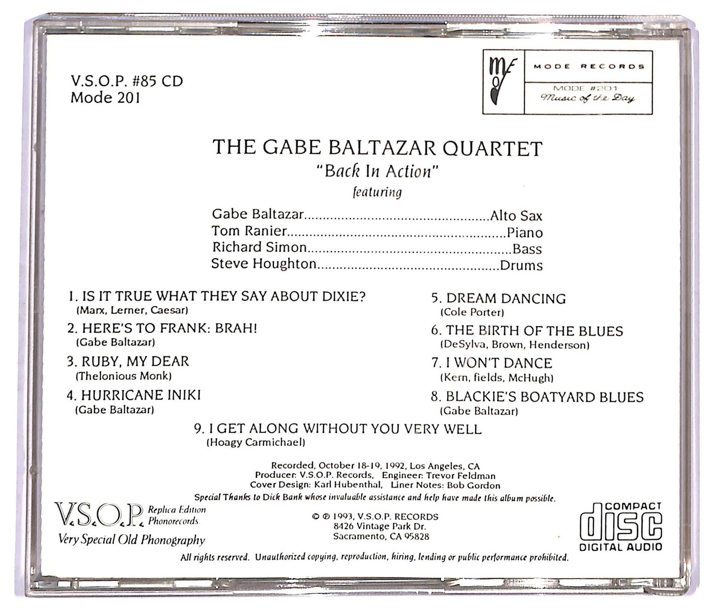 EBOND The Gabe Baltazar Quartet - Back In Action CD CD091440