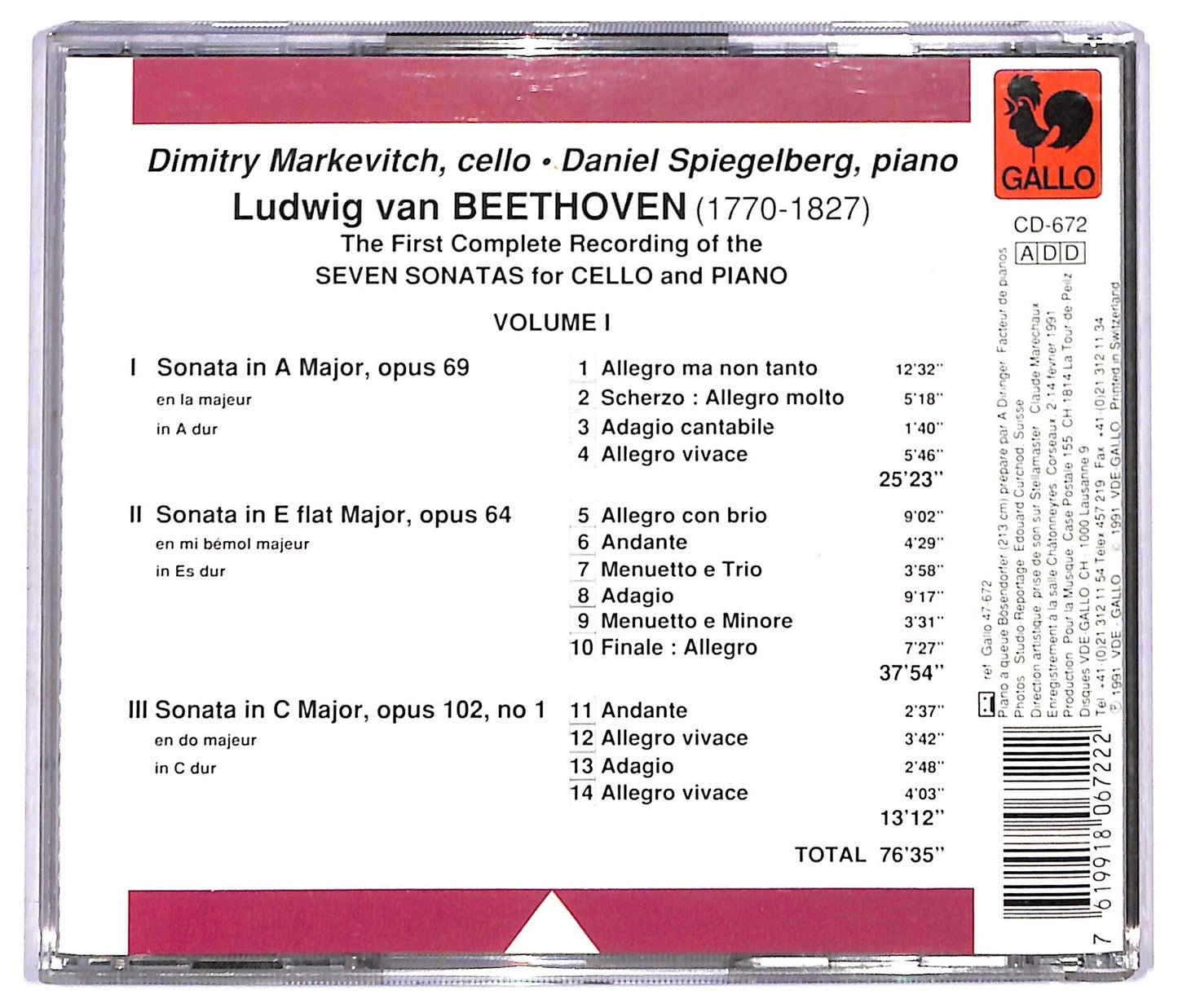 EBOND Various - Beethoven 1770-1872 seven sonatas for cello and piano CD CD091450