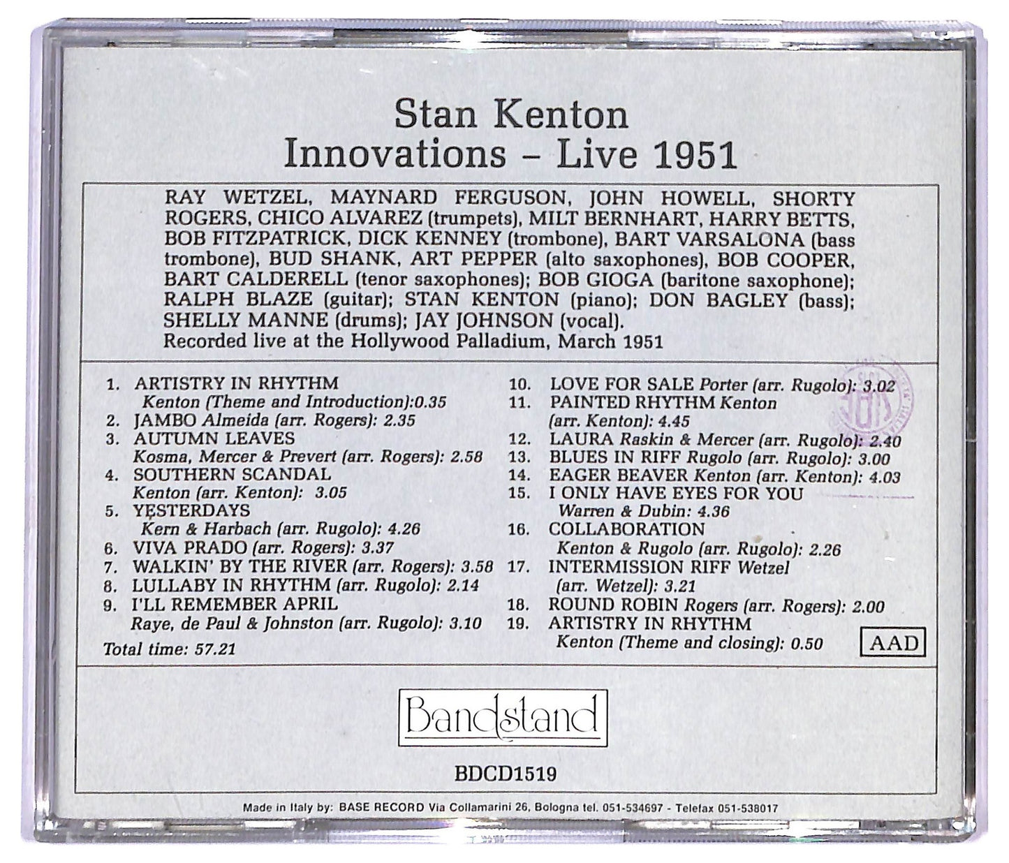 EBOND Stan Kenton - Innovations - Live 1951 CD CD091546