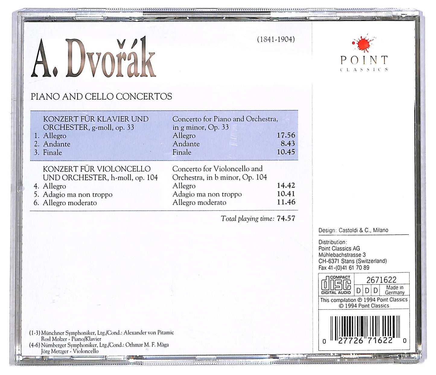 EBOND Antonin Dvořak - Piano And Cello Concertos CD CD091622