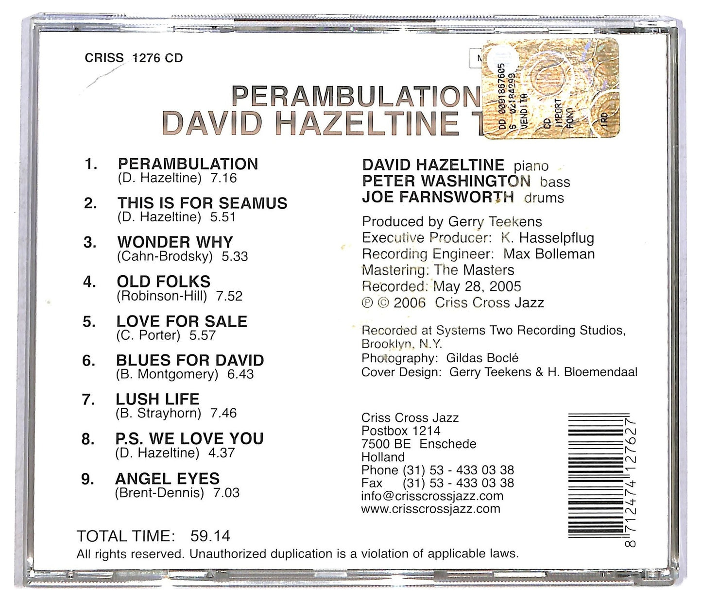 EBOND David Hazeltine - Perambulation CD CD091718