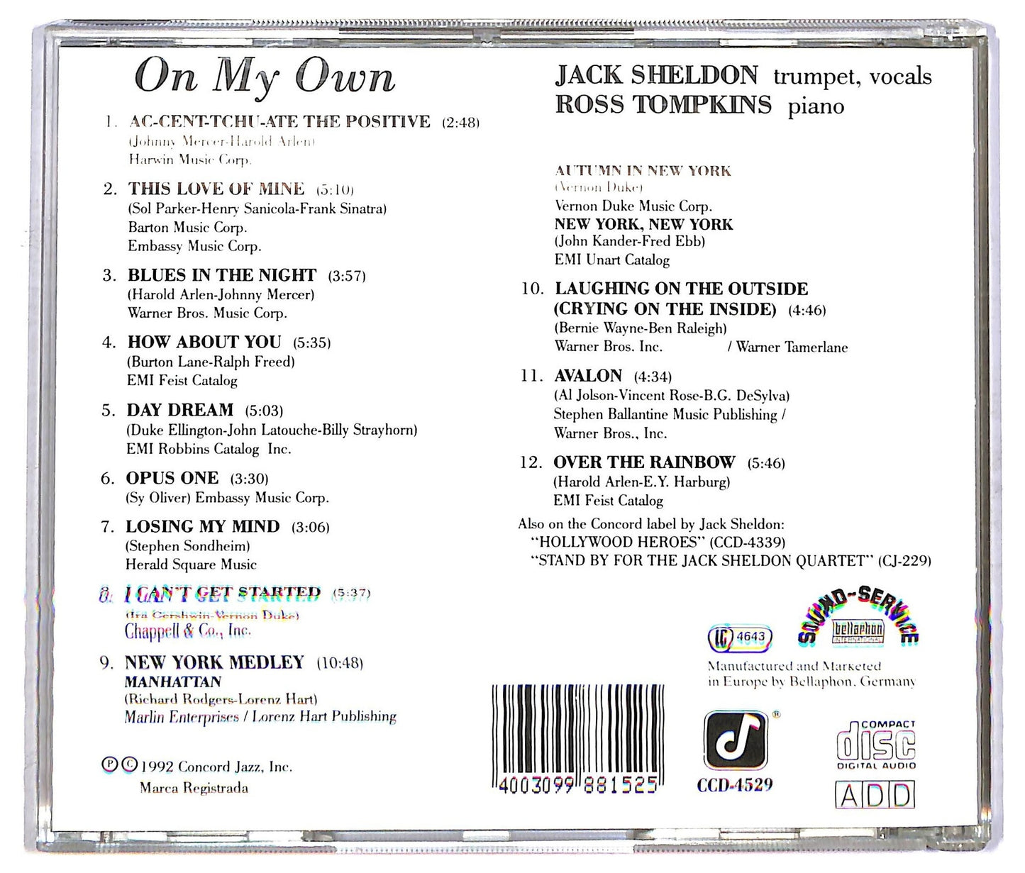 EBOND Jack Sheldon - On My Own CD CD091760