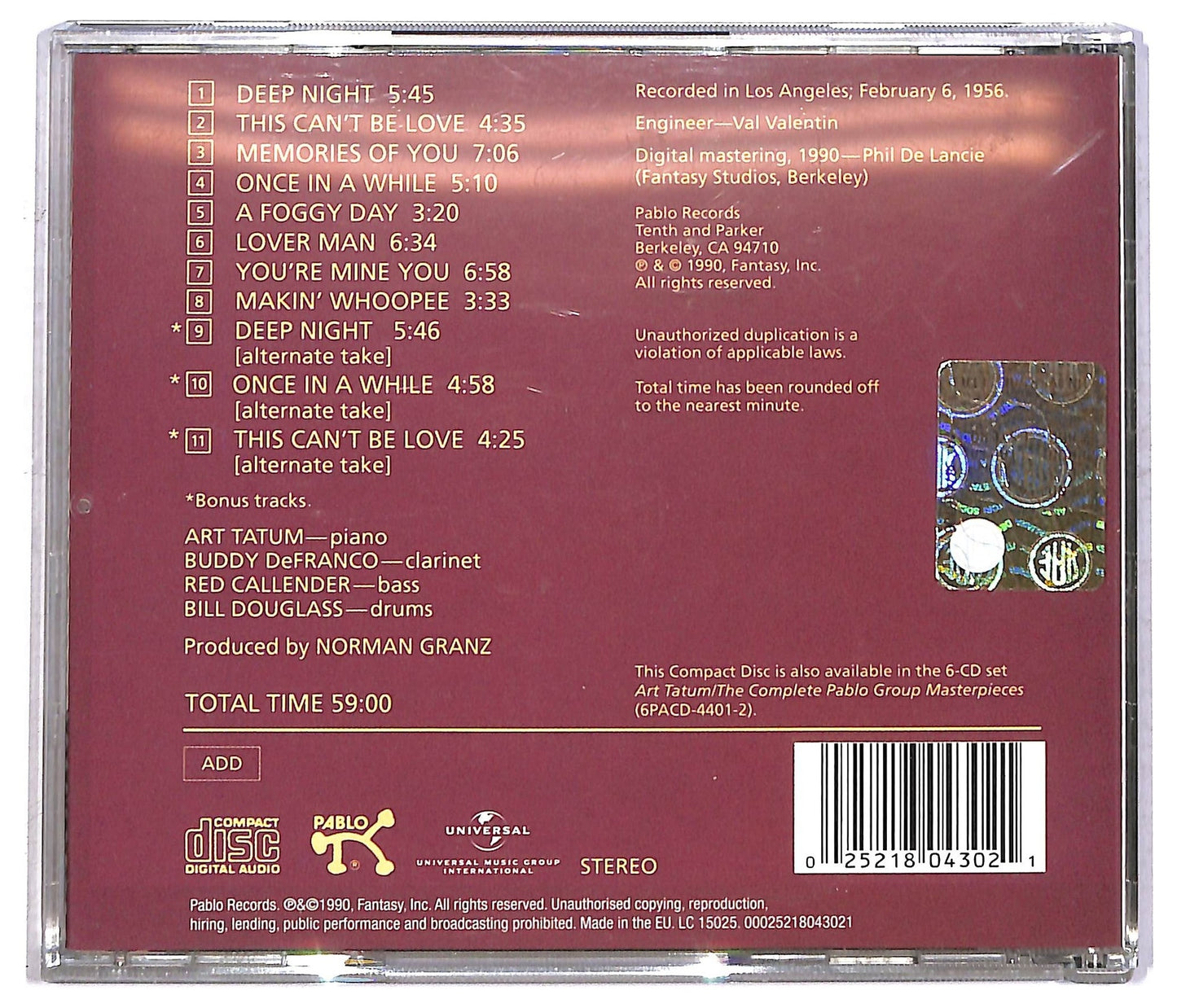 EBOND Art Tatum - The Tatum Group Masterpieces CD CD091840