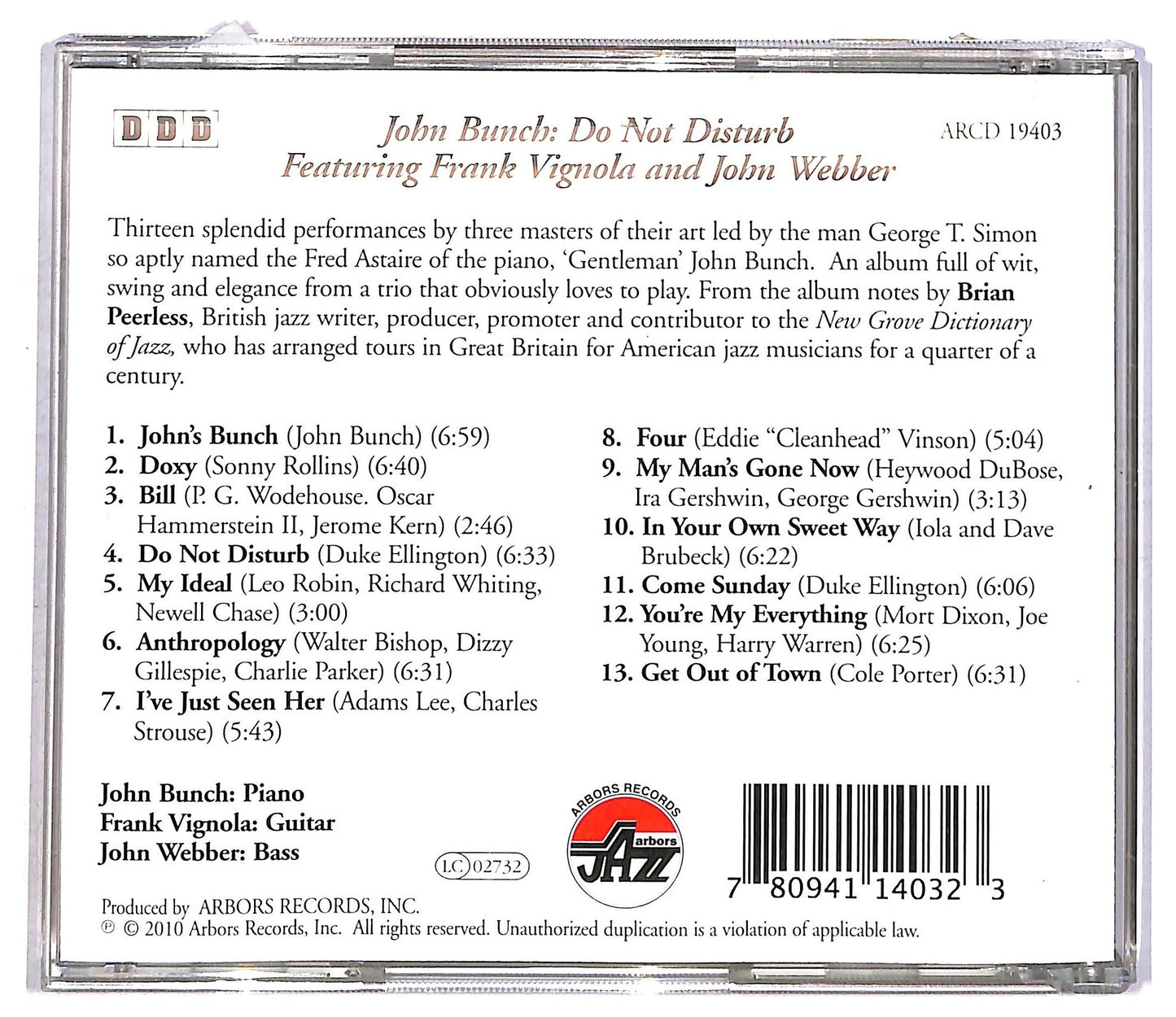 EBOND John Bunch - Do Not Disturb CD CD091843